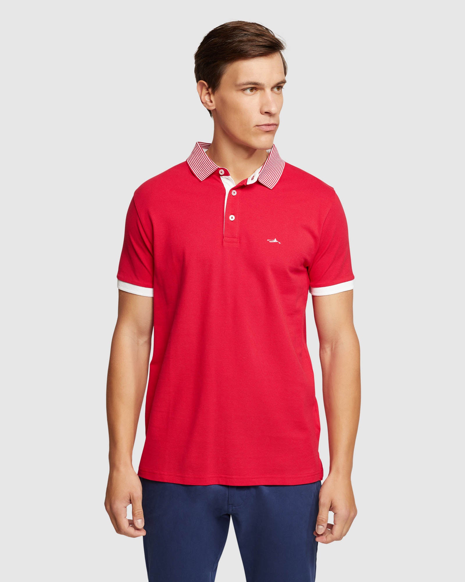 DYLAN STRIPED COLLAR PIQUE POLO