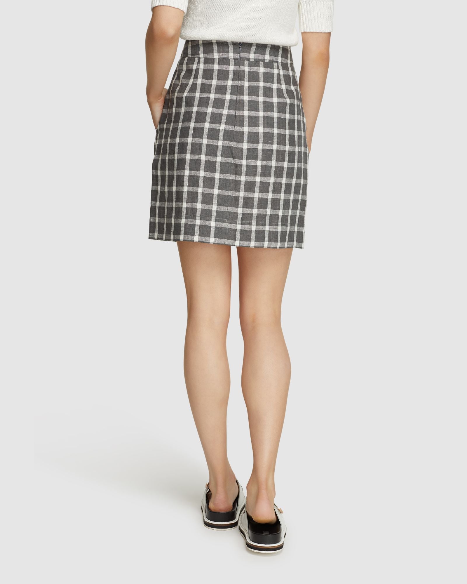 DARCY CHECK LINEN MINI SKIRT