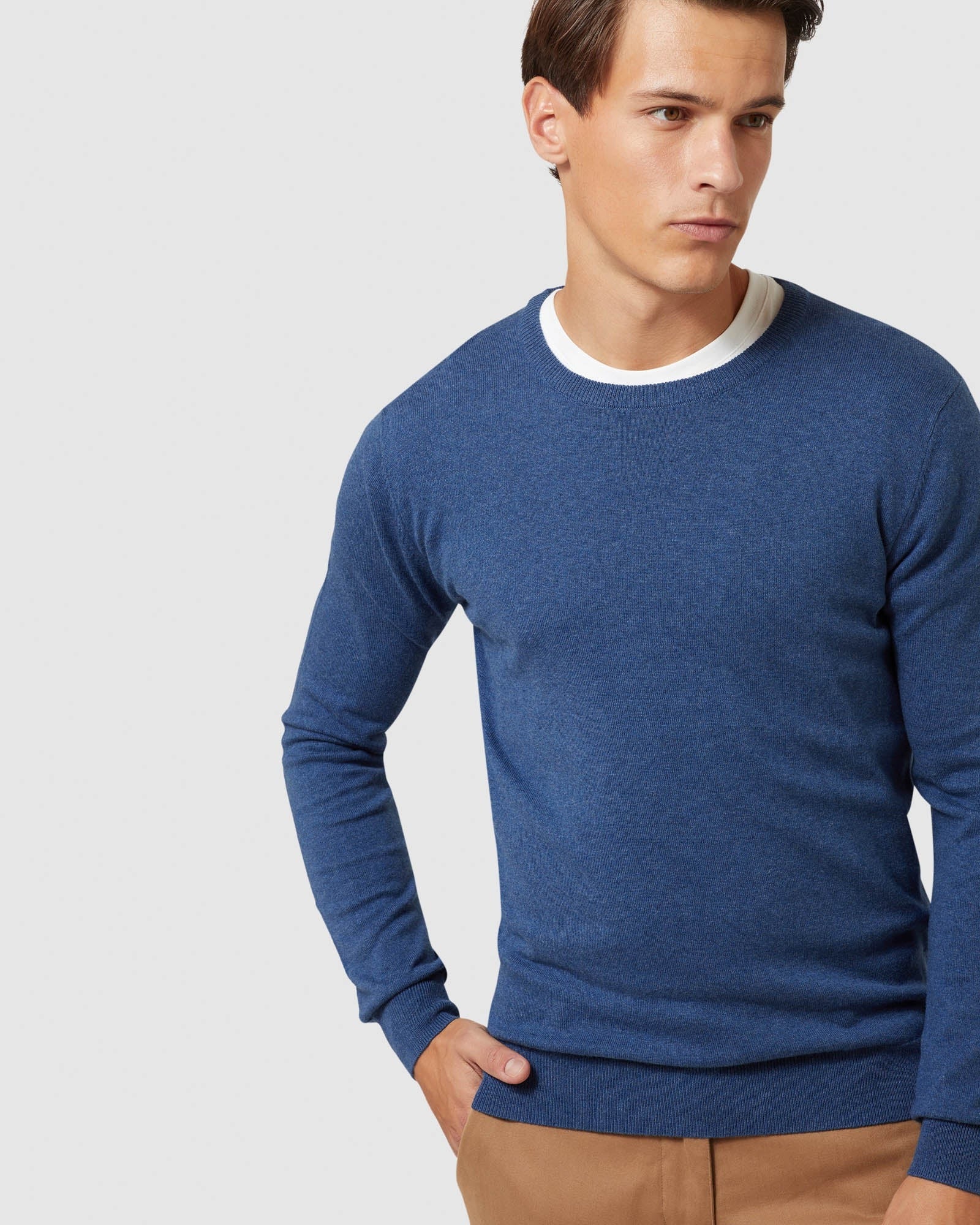 CREW NECK COTTON CASHMERE PULLOVER