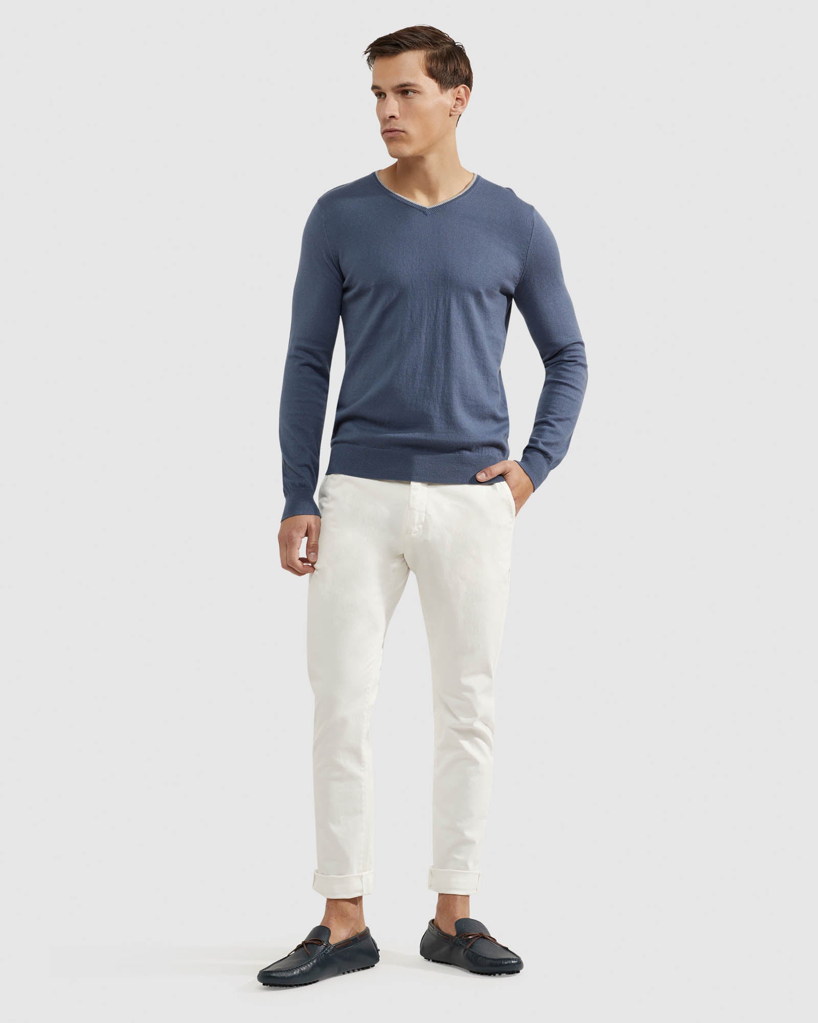 LENNY V NECK CASHMERE BLEND PULLOVR