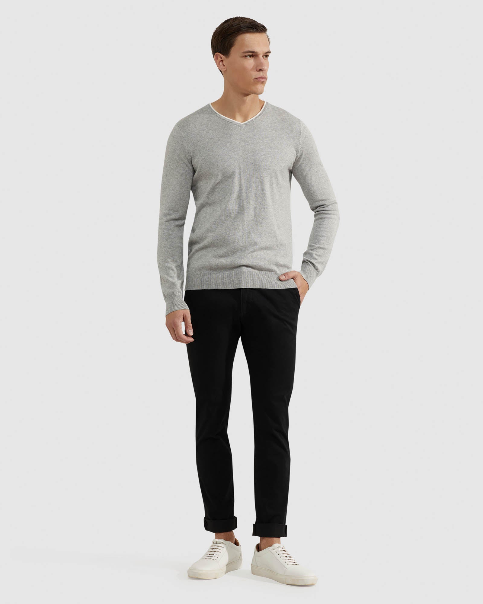 LENNY V NECK CASHMERE BLEND PULLOVR