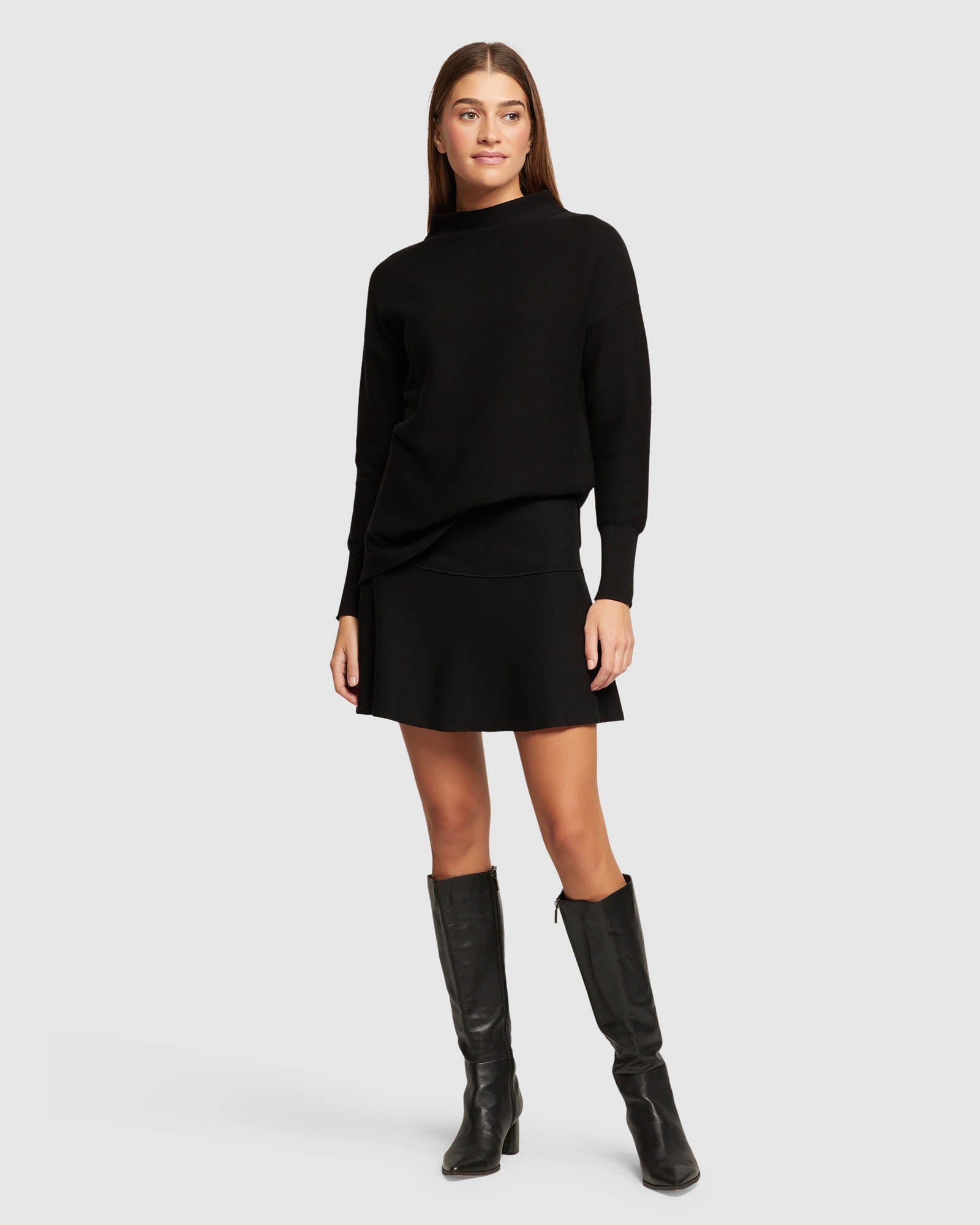 PAULA FUNNEL NECK KNIT TOP