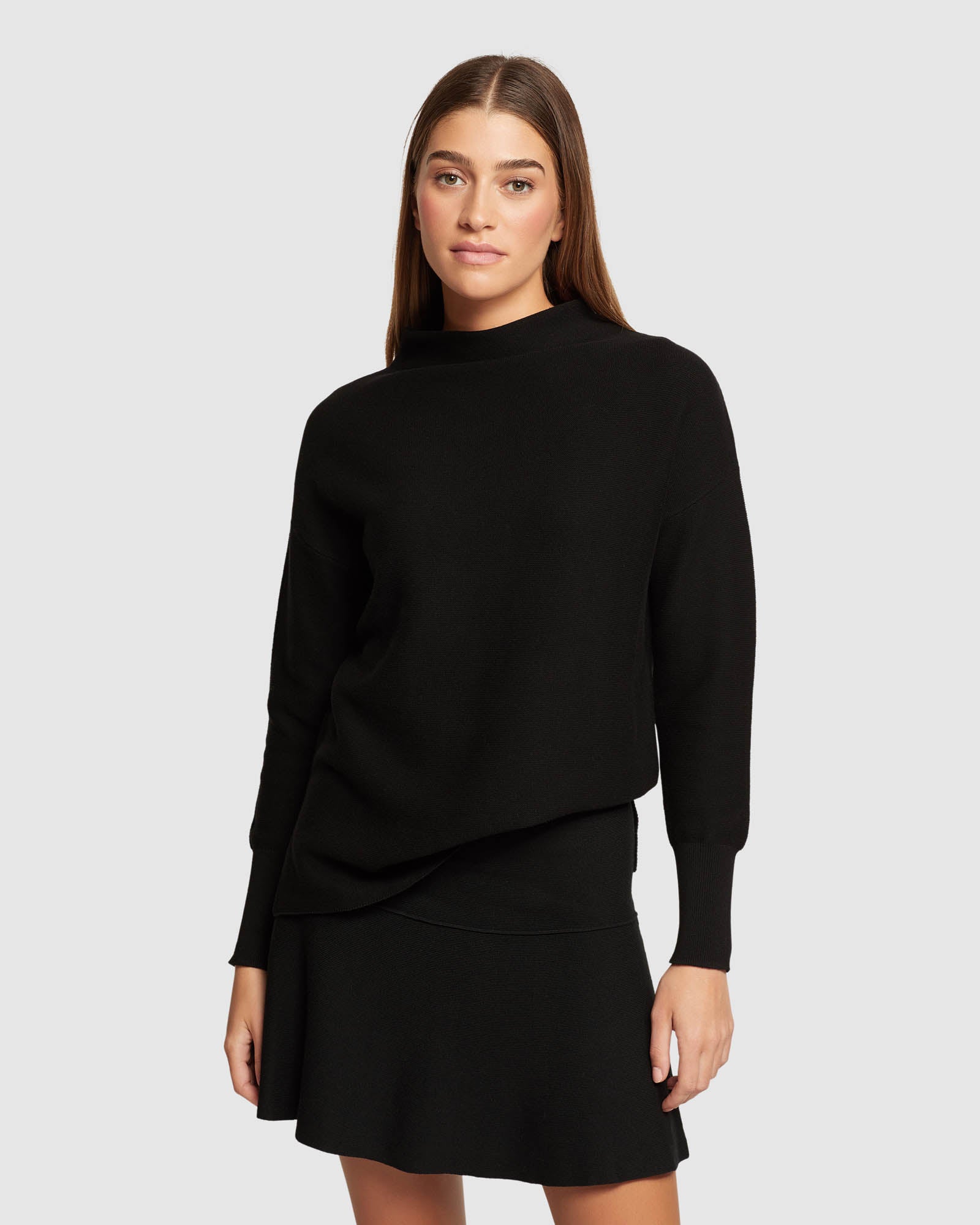 PAULA FUNNEL NECK KNIT TOP