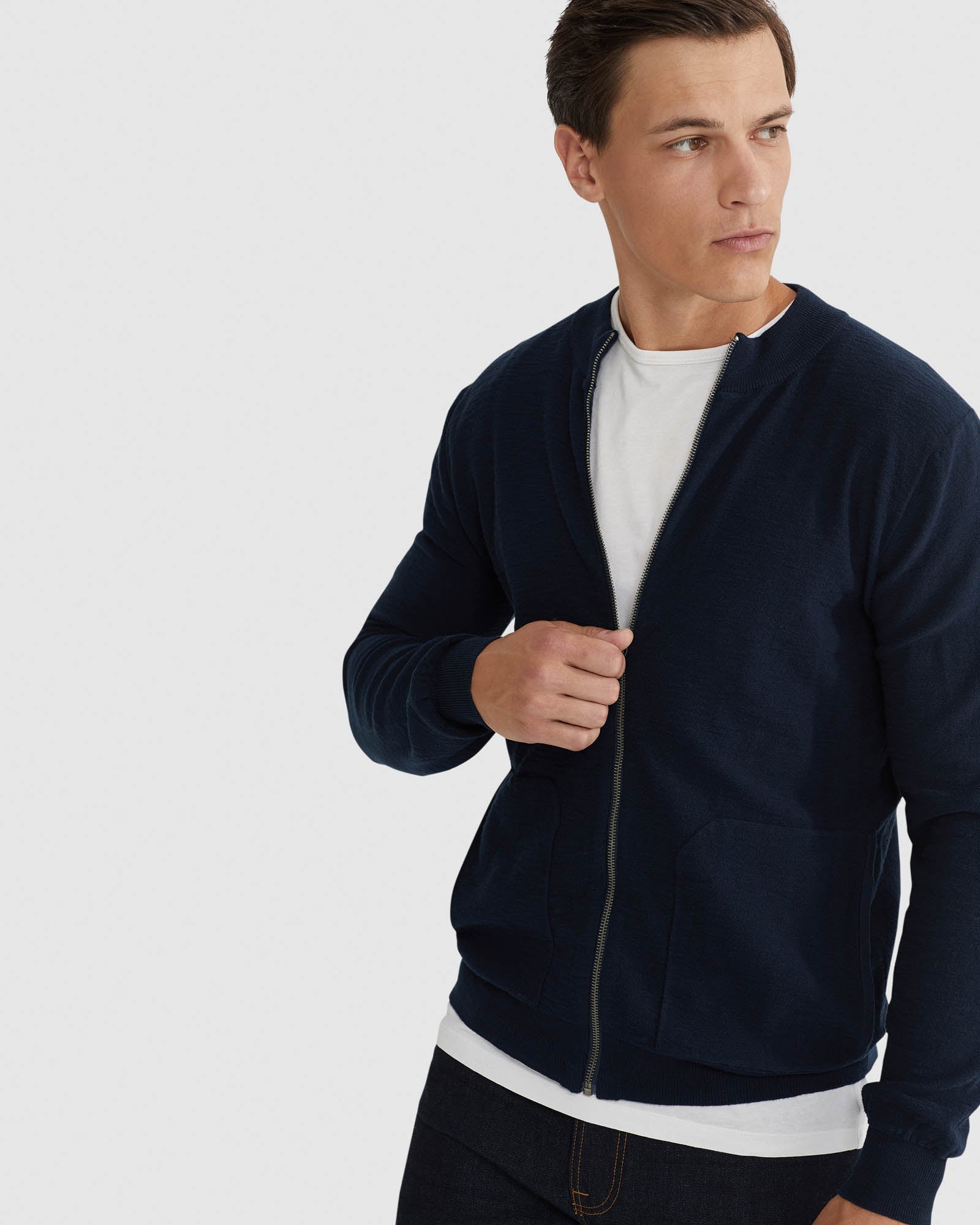 RYAN COTTON BLEND KNIT ZIP TOP