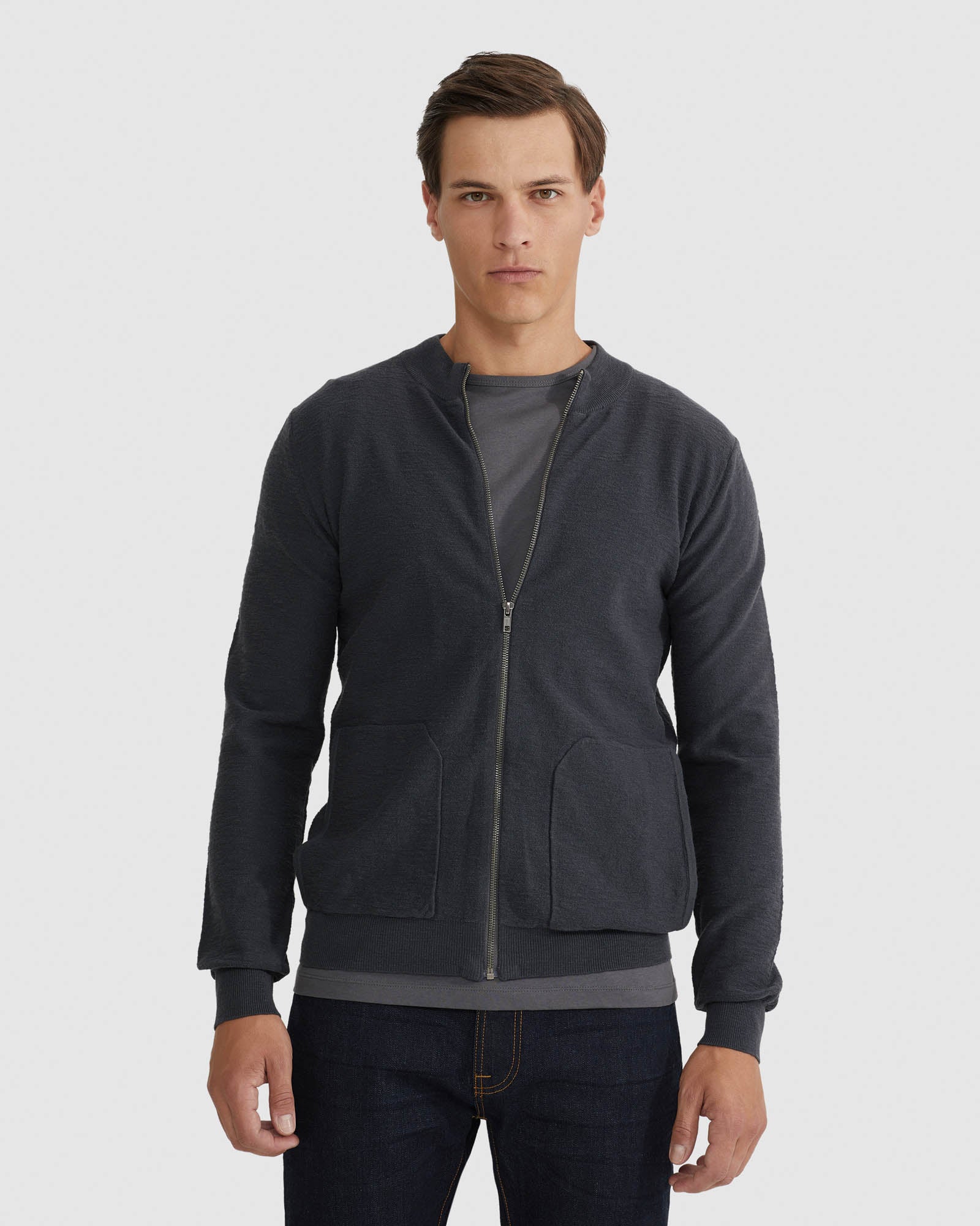 RYAN COTTON BLEND KNIT ZIP TOP