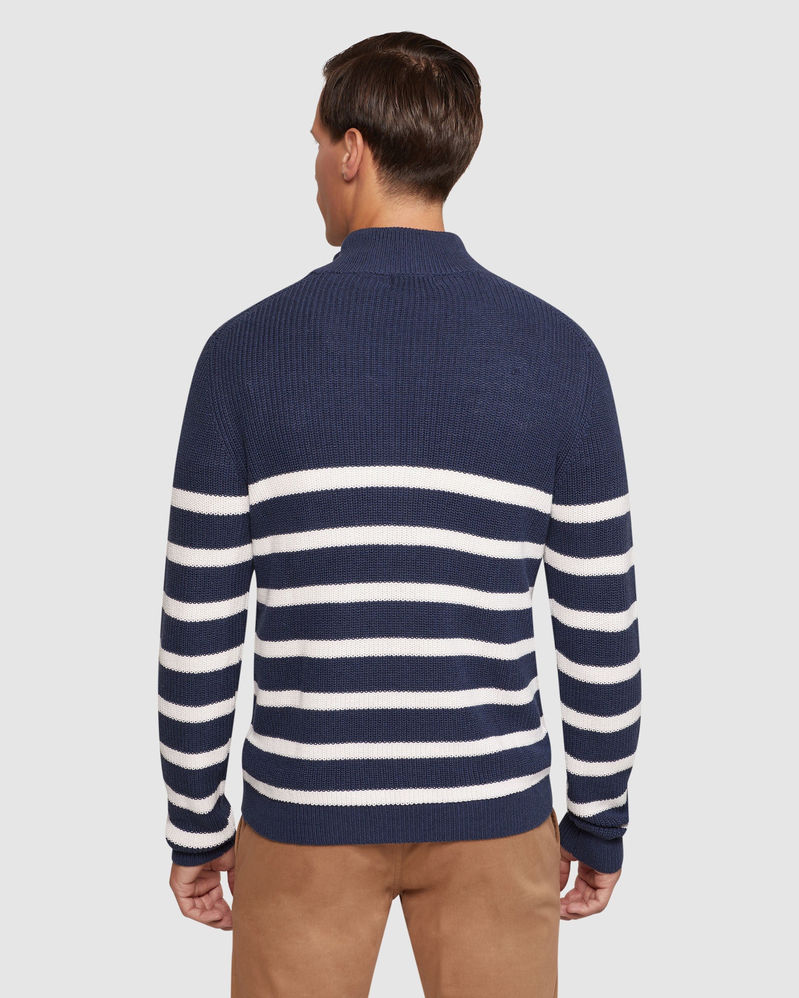 JACK KNITTED STRIPE ZIP UP SWEATER