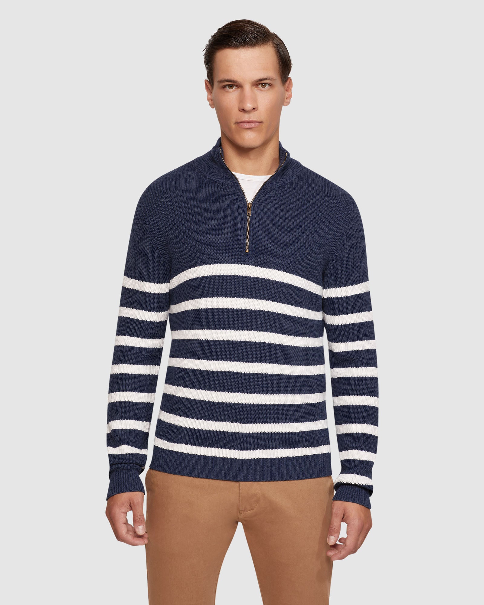 JACK KNITTED STRIPE ZIP UP SWEATER