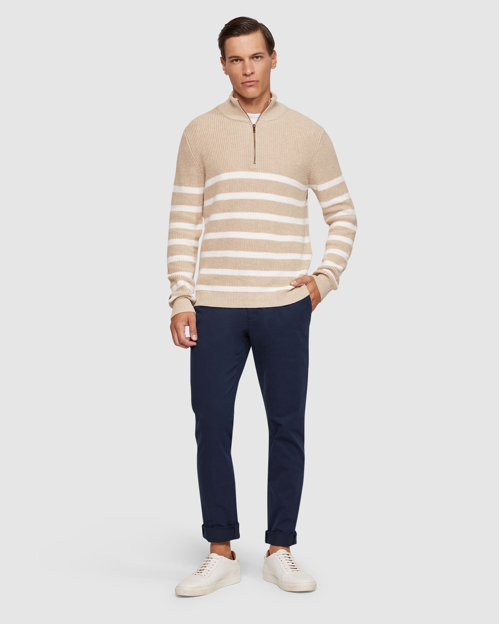 JACK KNITTED STRIPE ZIP UP SWEATER