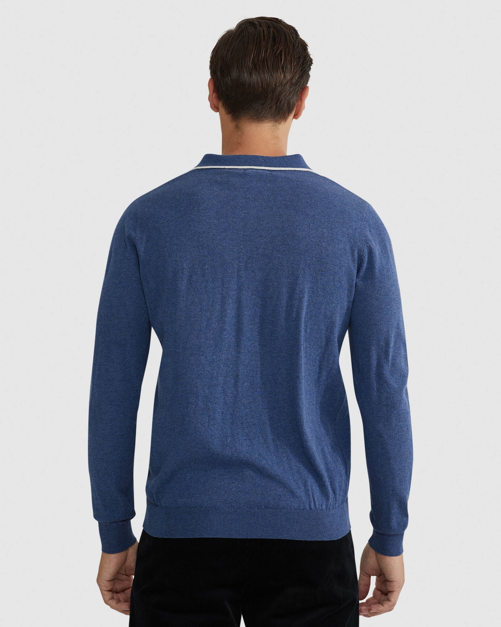 REISS TIPPING COLLAR LONG SLEEVE POLO