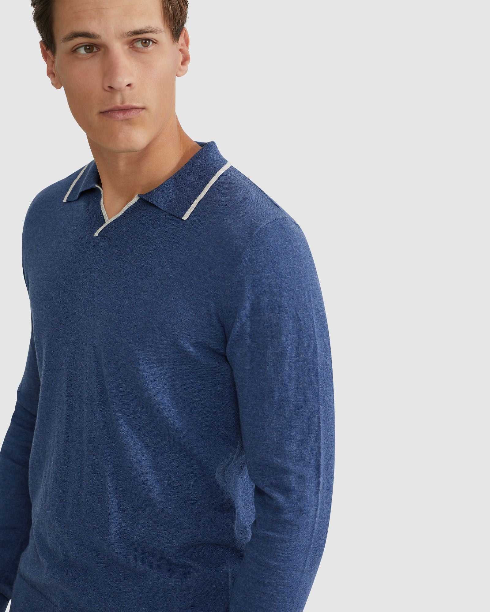 REISS TIPPING COLLAR LONG SLEEVE POLO