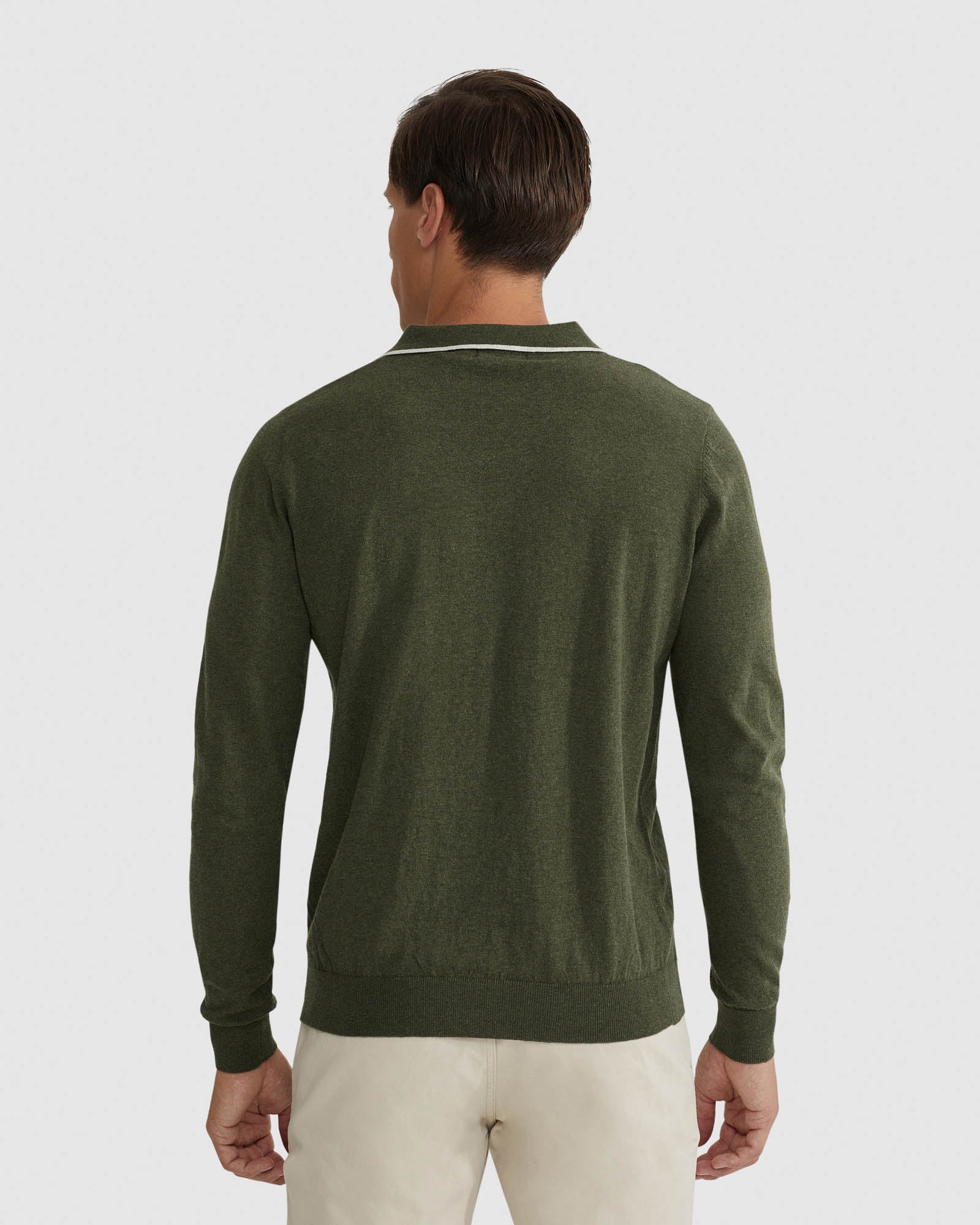 REISS TIPPING COLLAR LONG SLEEVE POLO