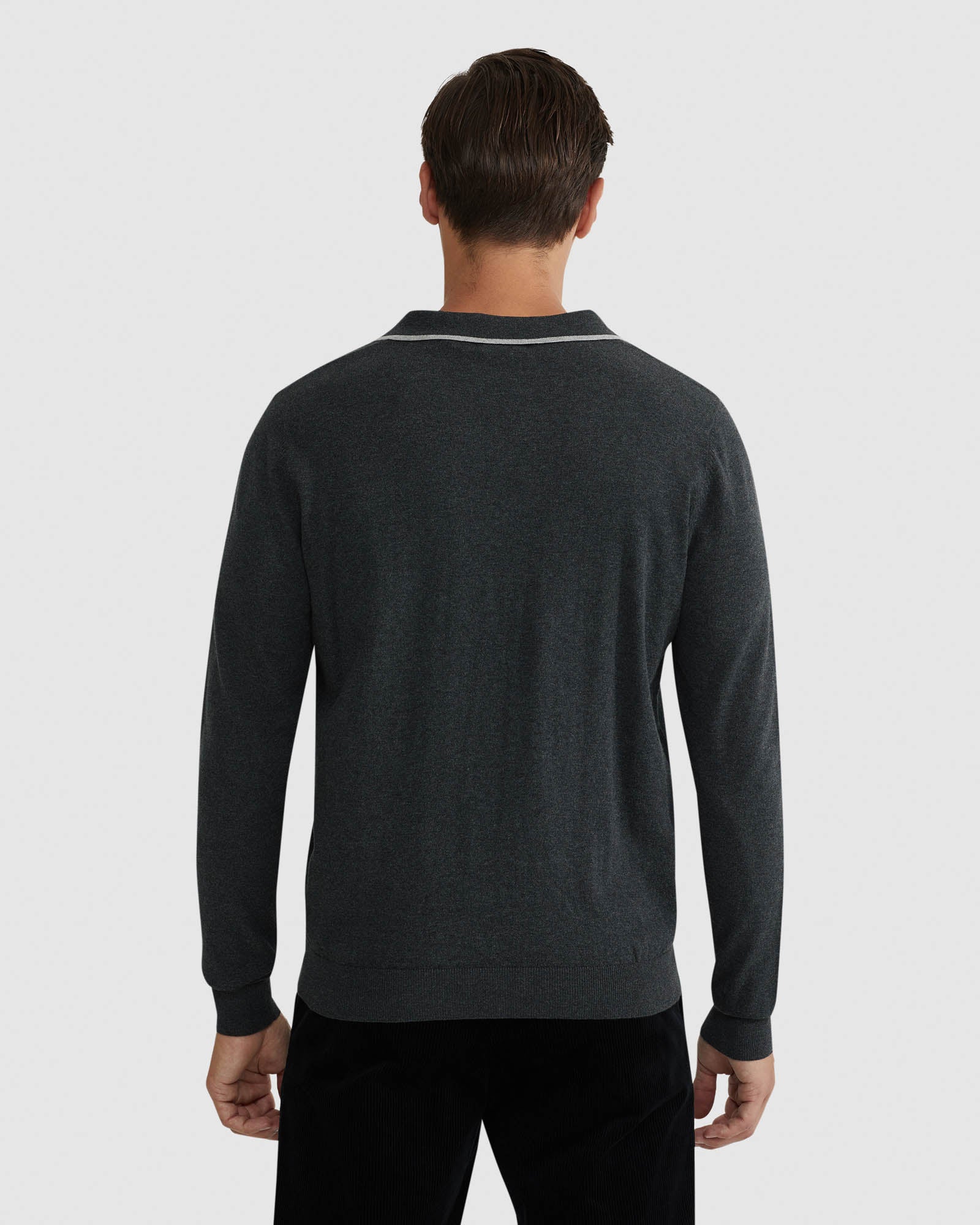 REISS TIPPING COLLAR LONG SLEEVE POLO