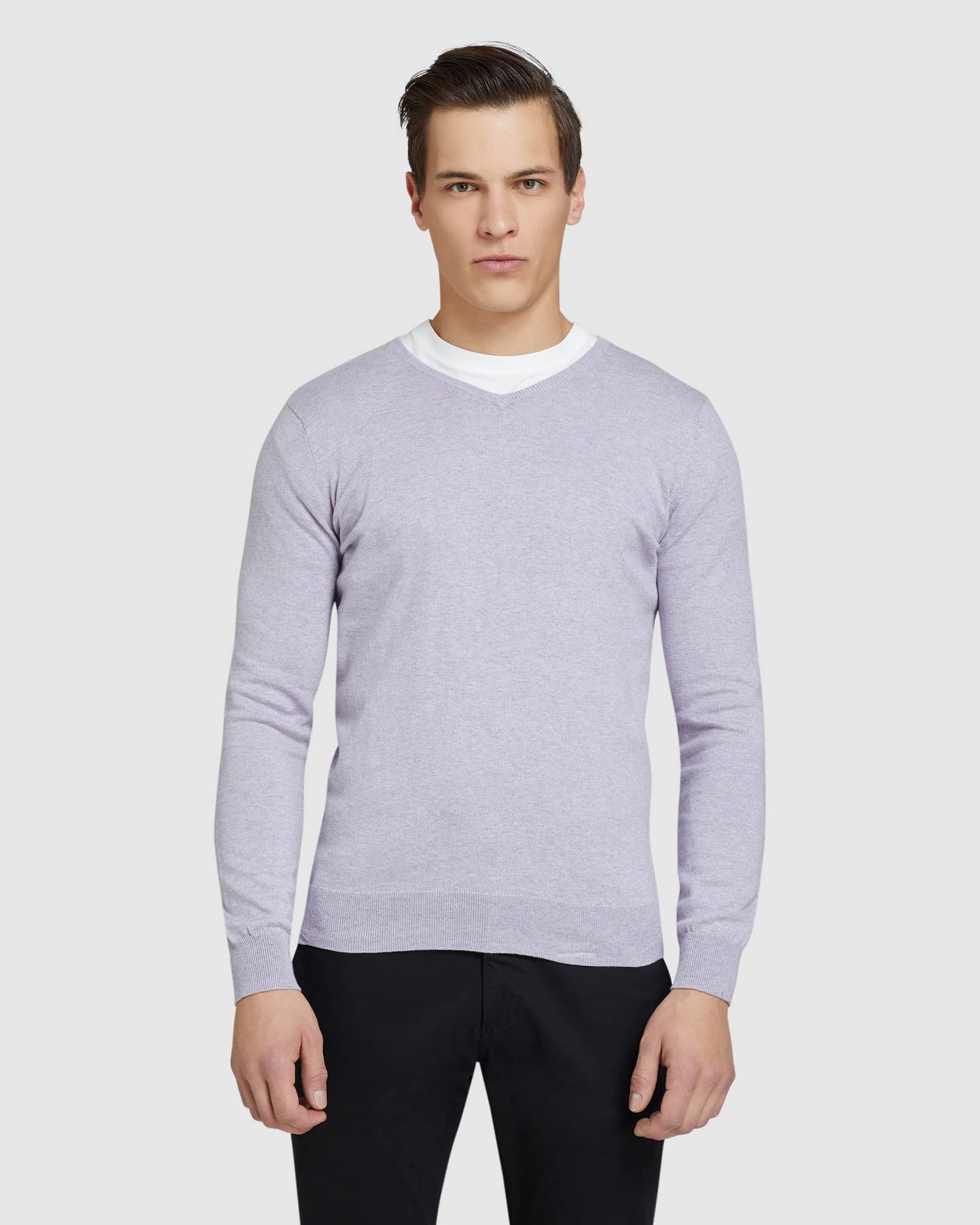 COTTON CASHMERE V-NECK PULLOVER