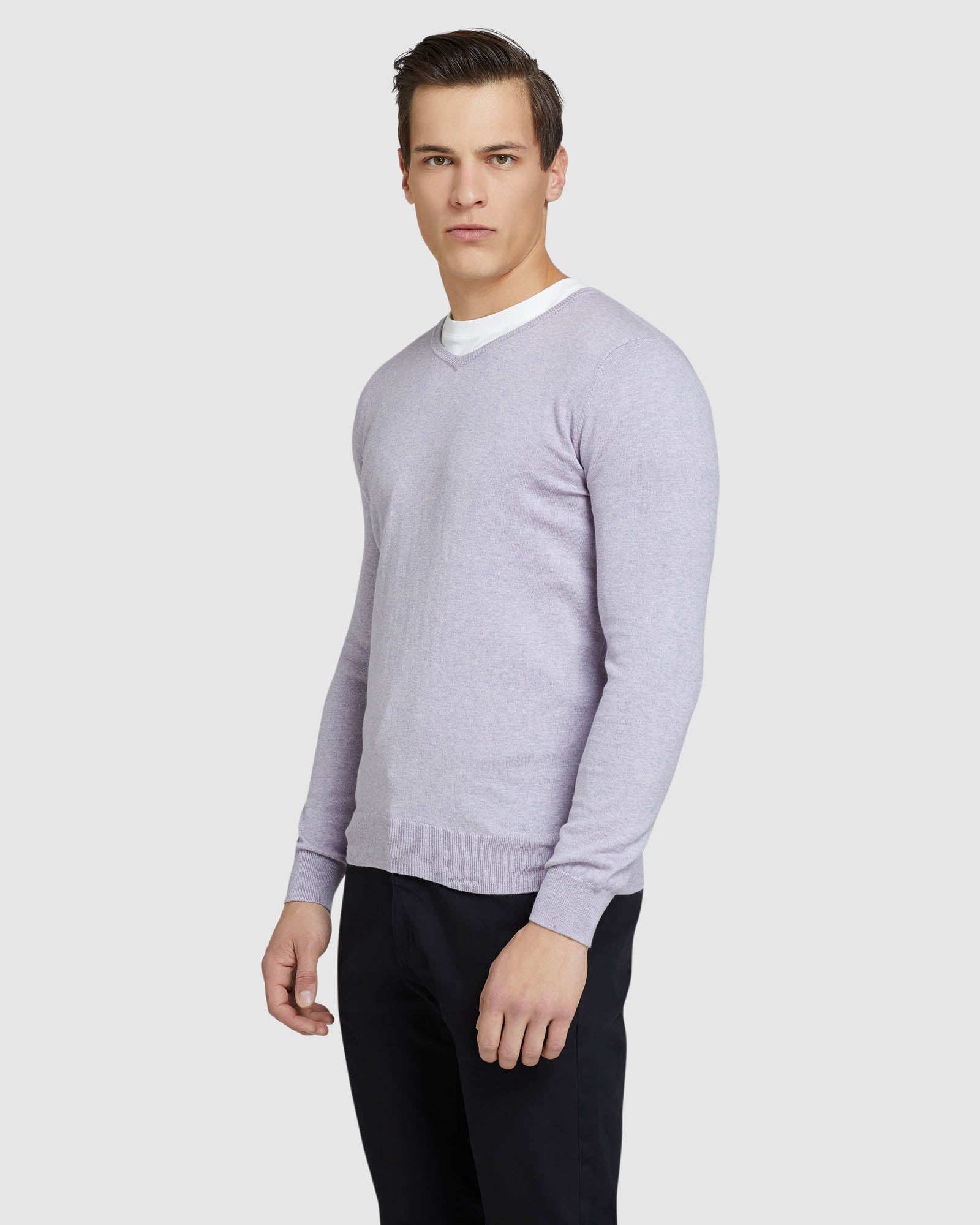 COTTON CASHMERE V-NECK PULLOVER