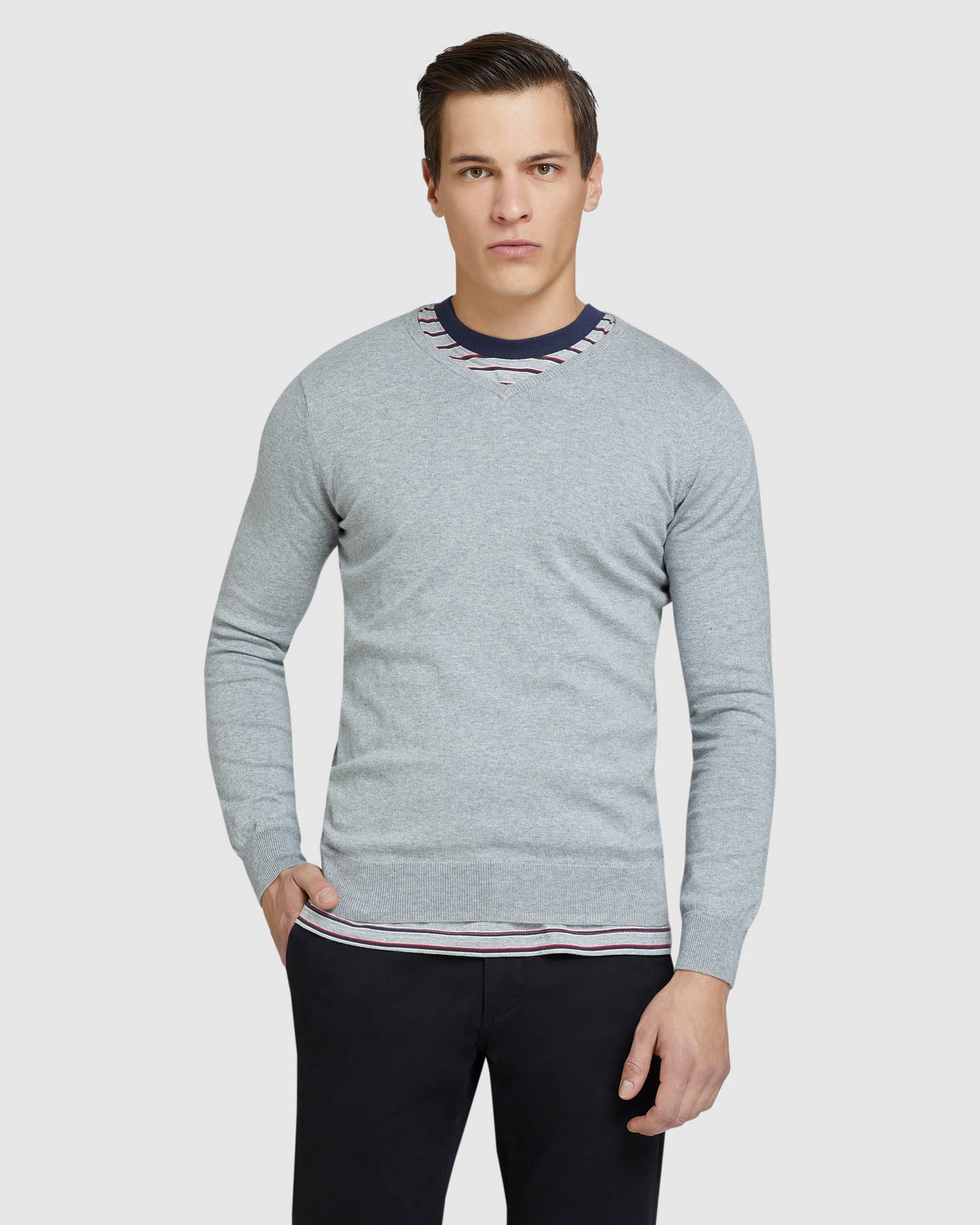 COTTON CASHMERE V-NECK PULLOVER