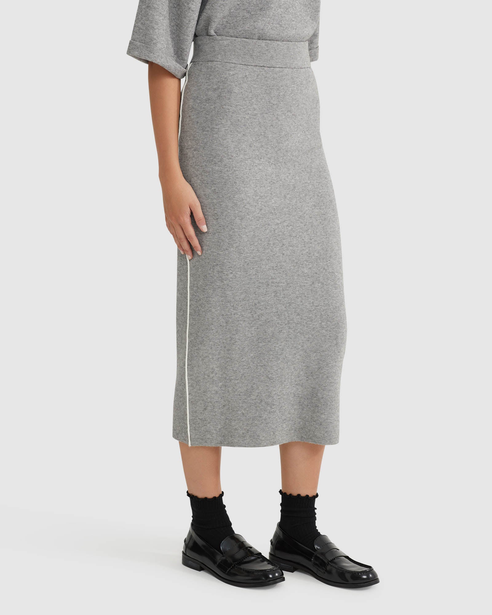 BIRDIE TRIM MIDI SKIRT