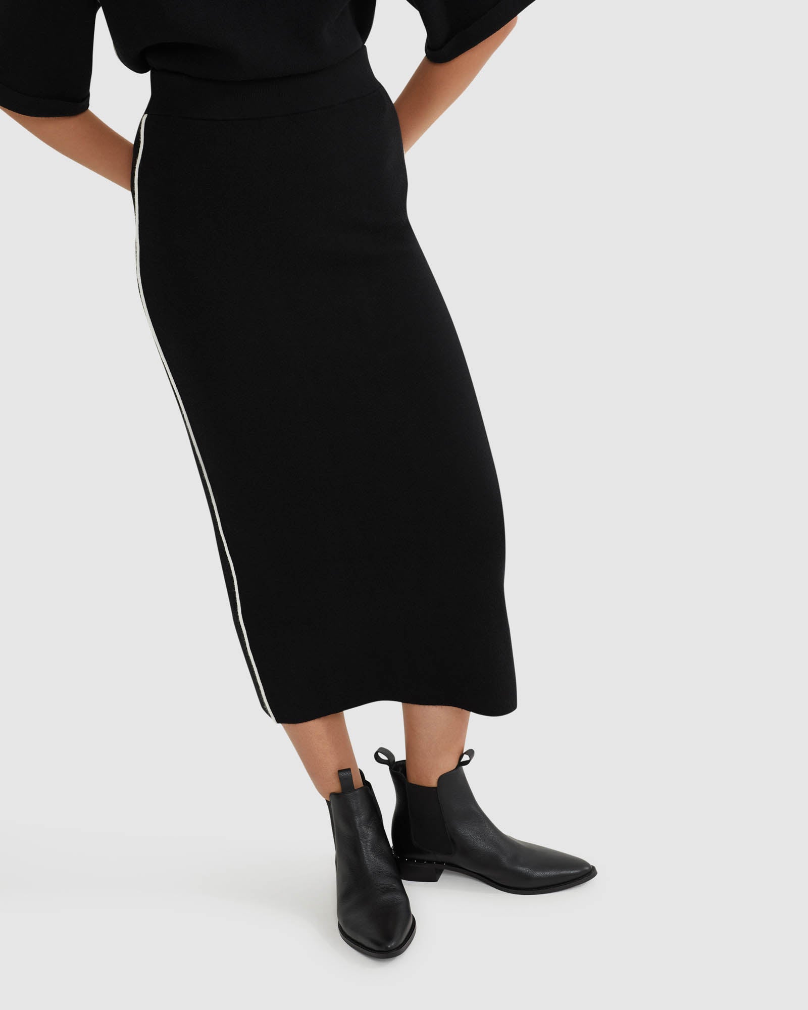 BIRDIE TRIM MIDI SKIRT