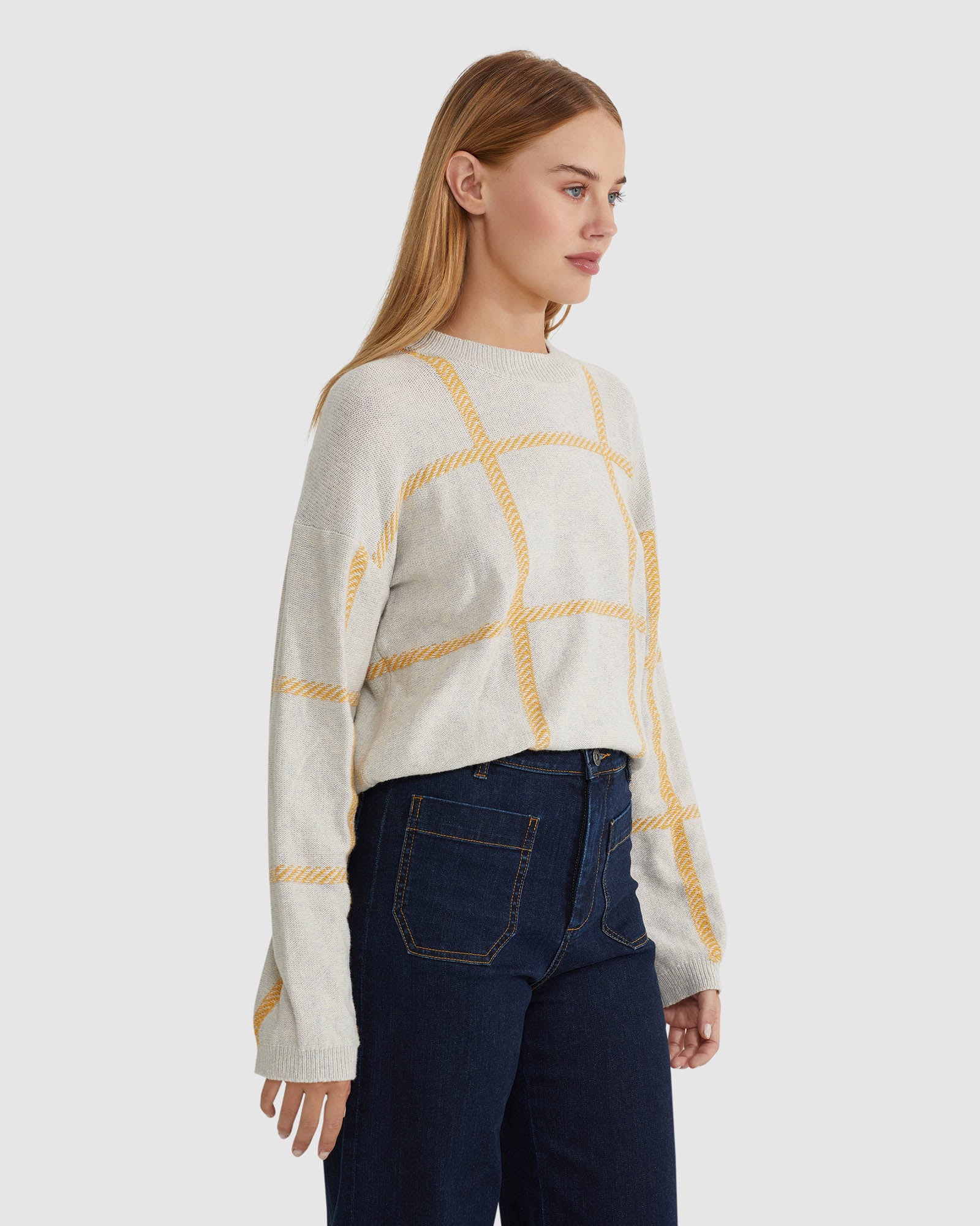 PEGGY GRAPHIC CREW NECK KNIT TOP