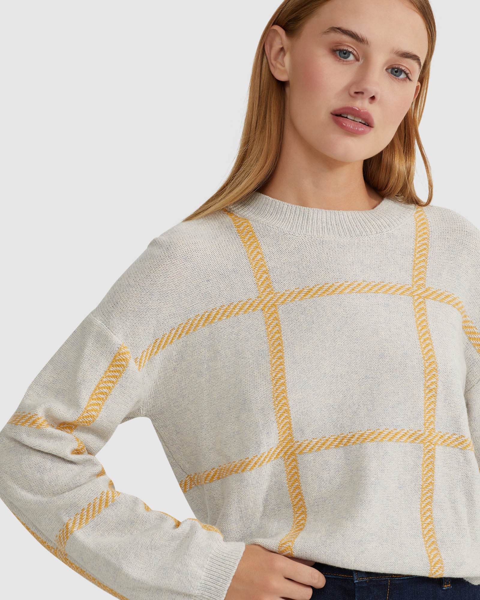 PEGGY GRAPHIC CREW NECK KNIT TOP