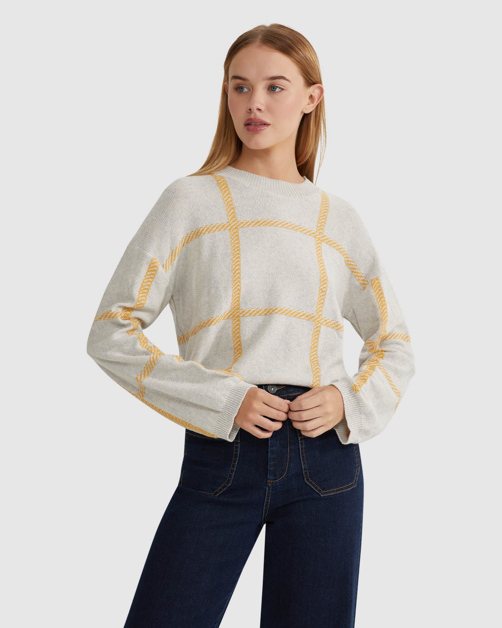 PEGGY GRAPHIC CREW NECK KNIT TOP