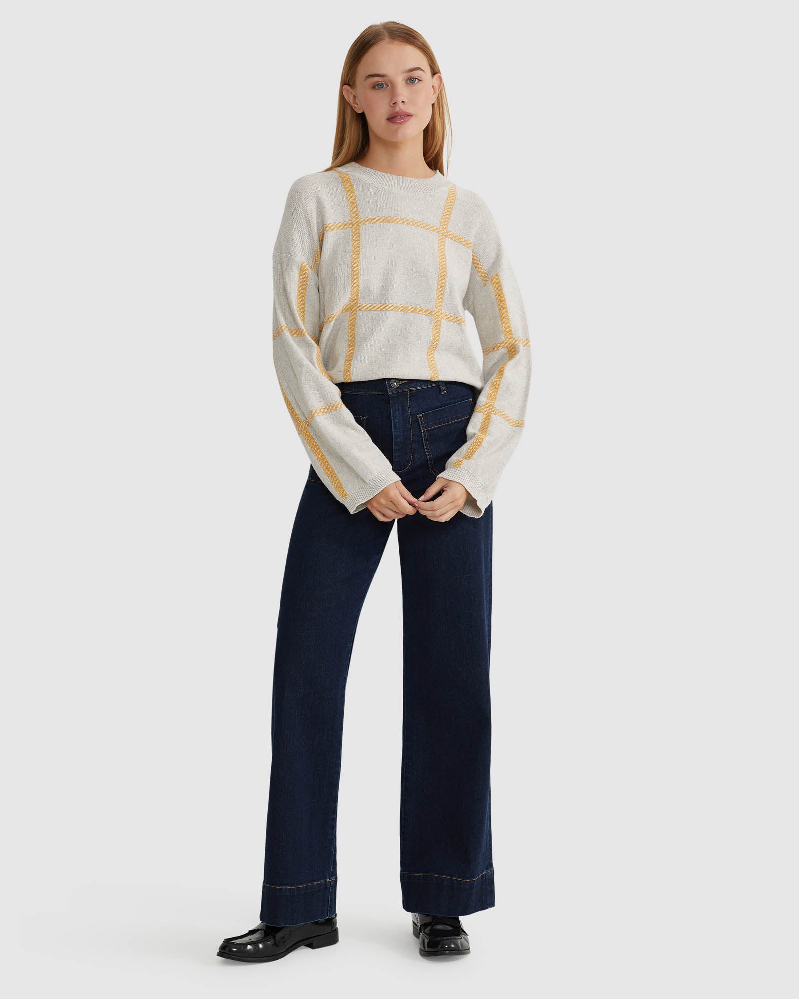 PEGGY GRAPHIC CREW NECK KNIT TOP