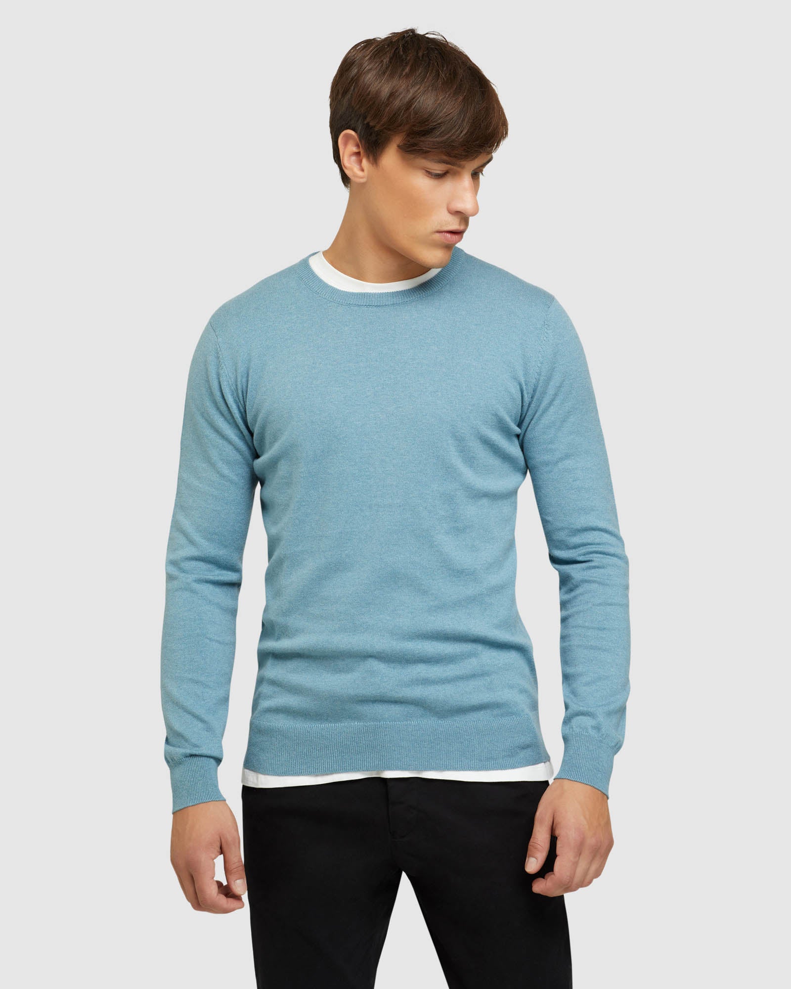 CREW NECK COTTON CASHMERE PULLOVER