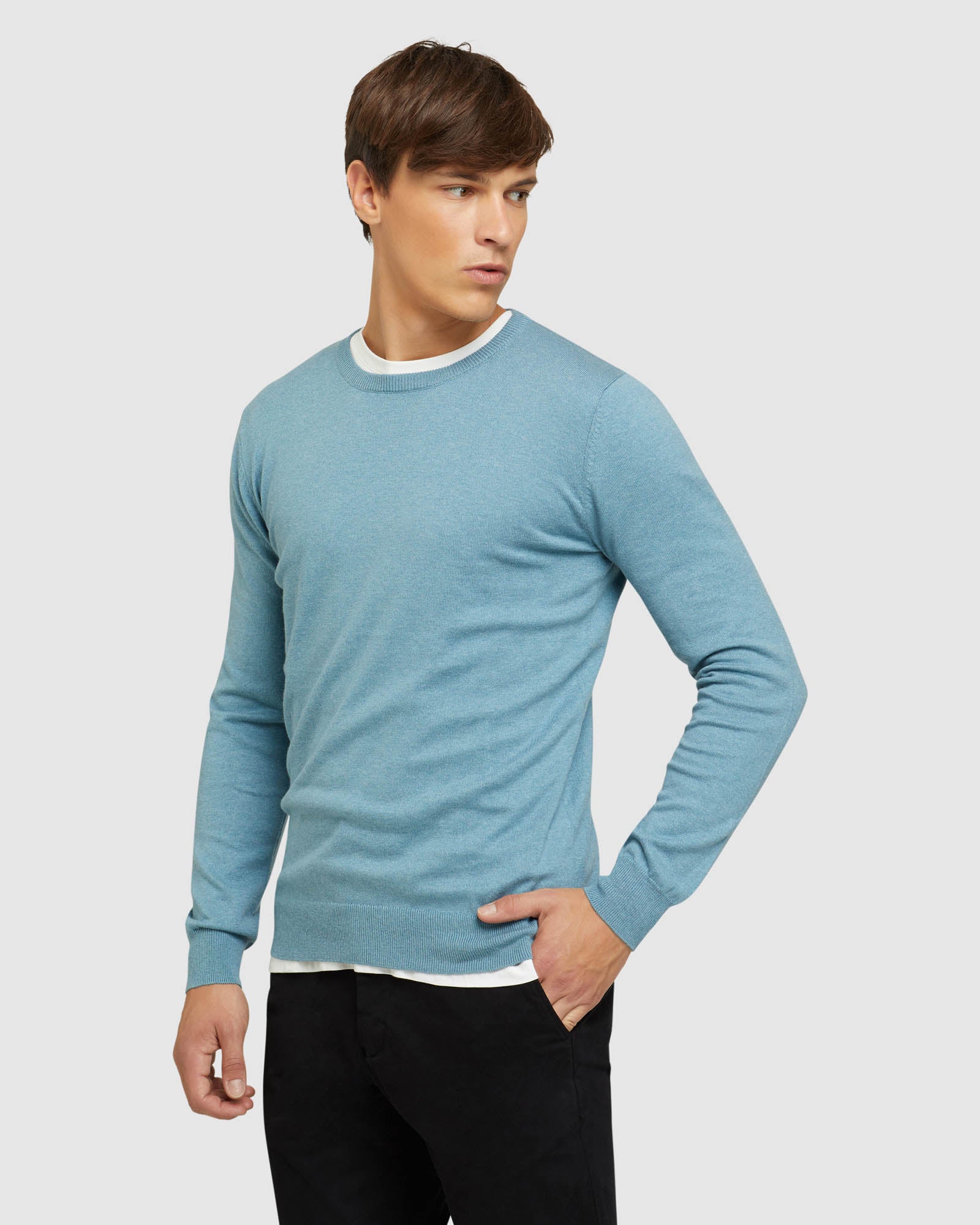 CREW NECK COTTON CASHMERE PULLOVER