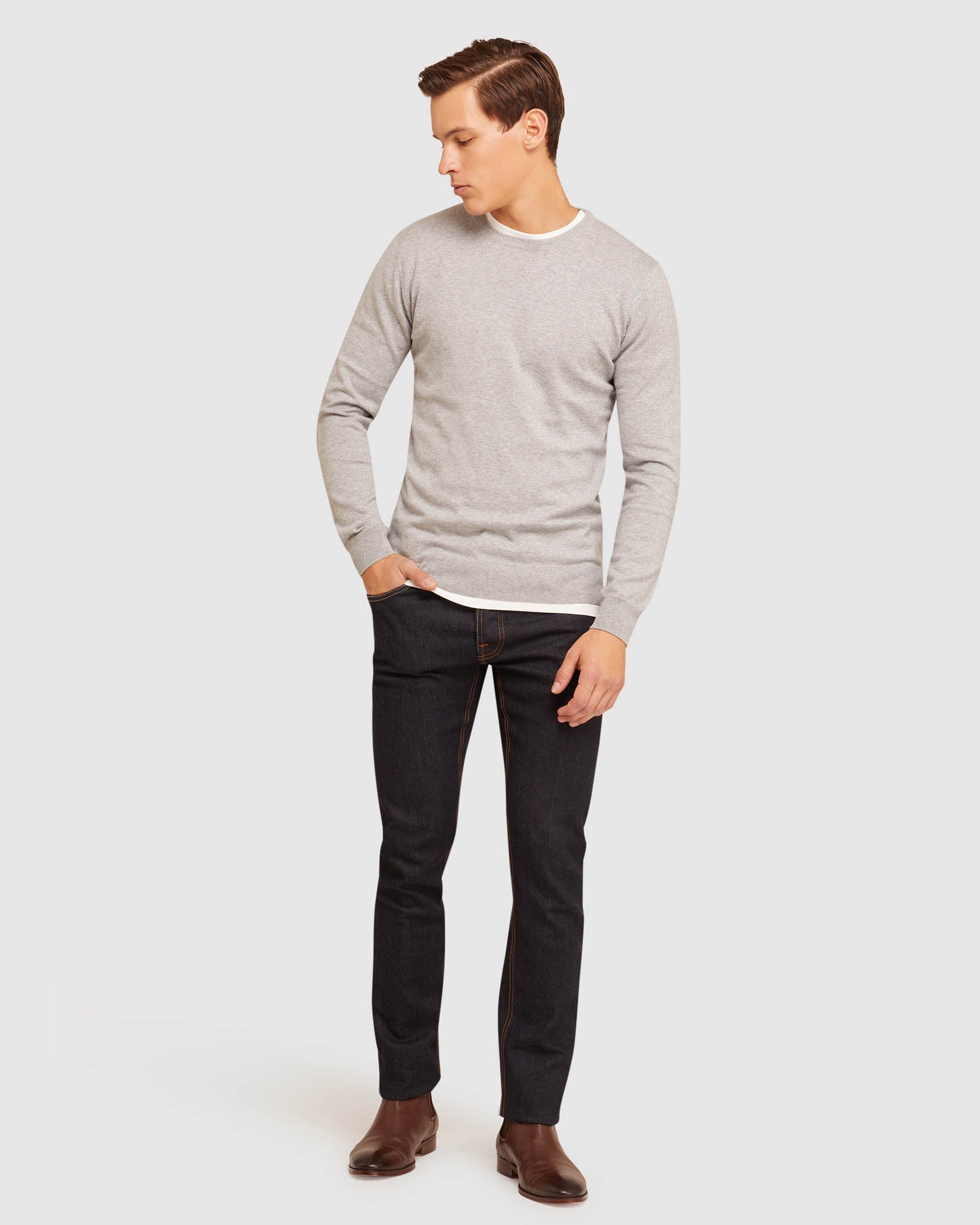 CREW NECK COTTON CASHMERE PULLOVER