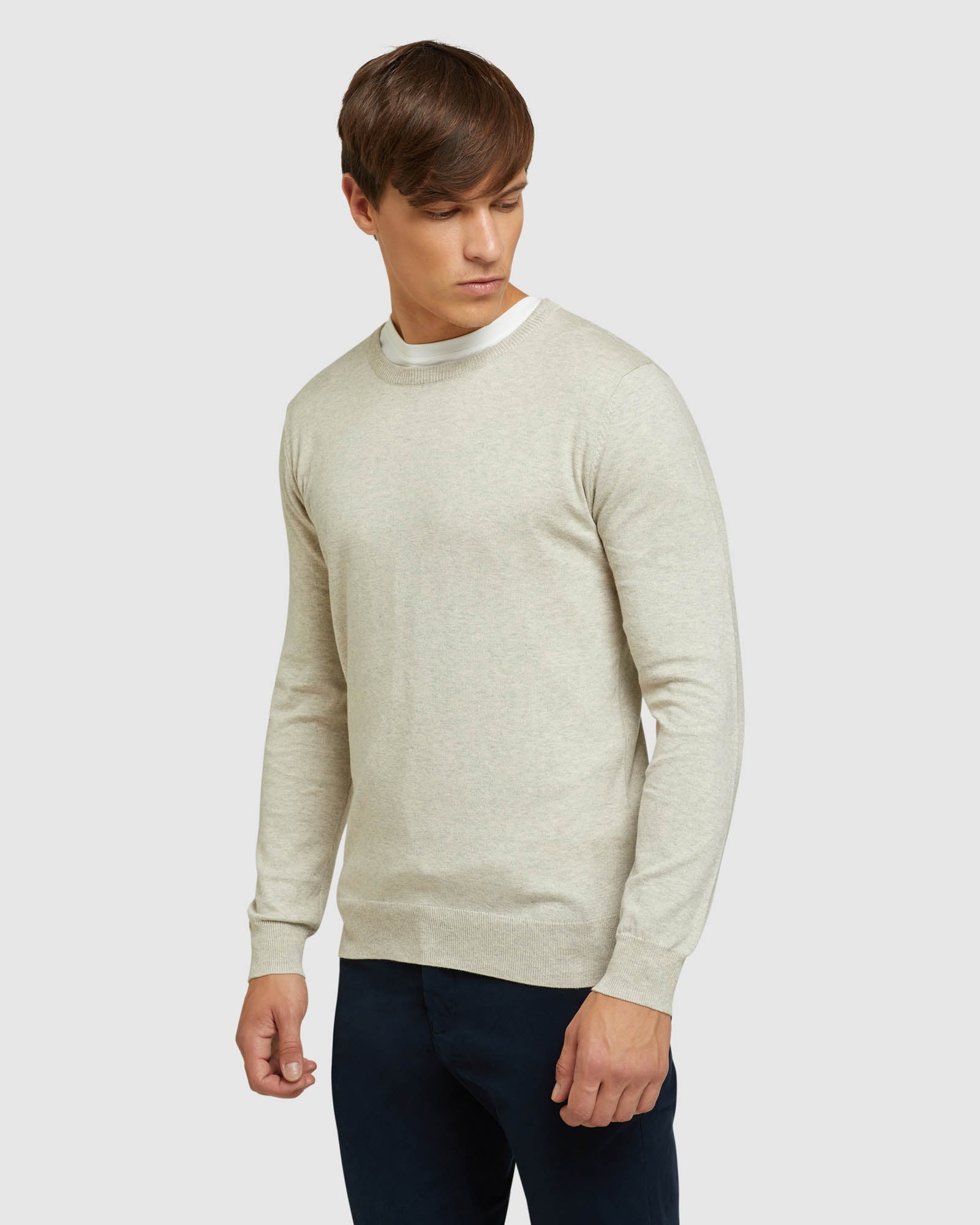 CREW NECK COTTON CASHMERE PULLOVER