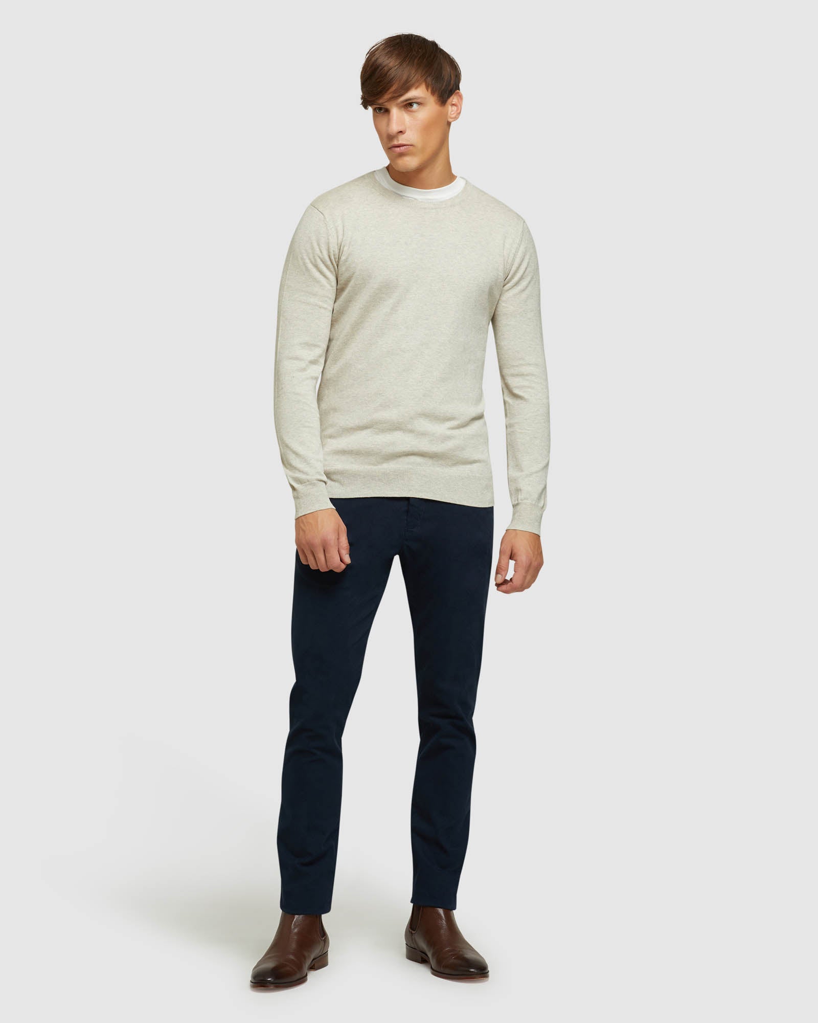 CREW NECK COTTON CASHMERE PULLOVER