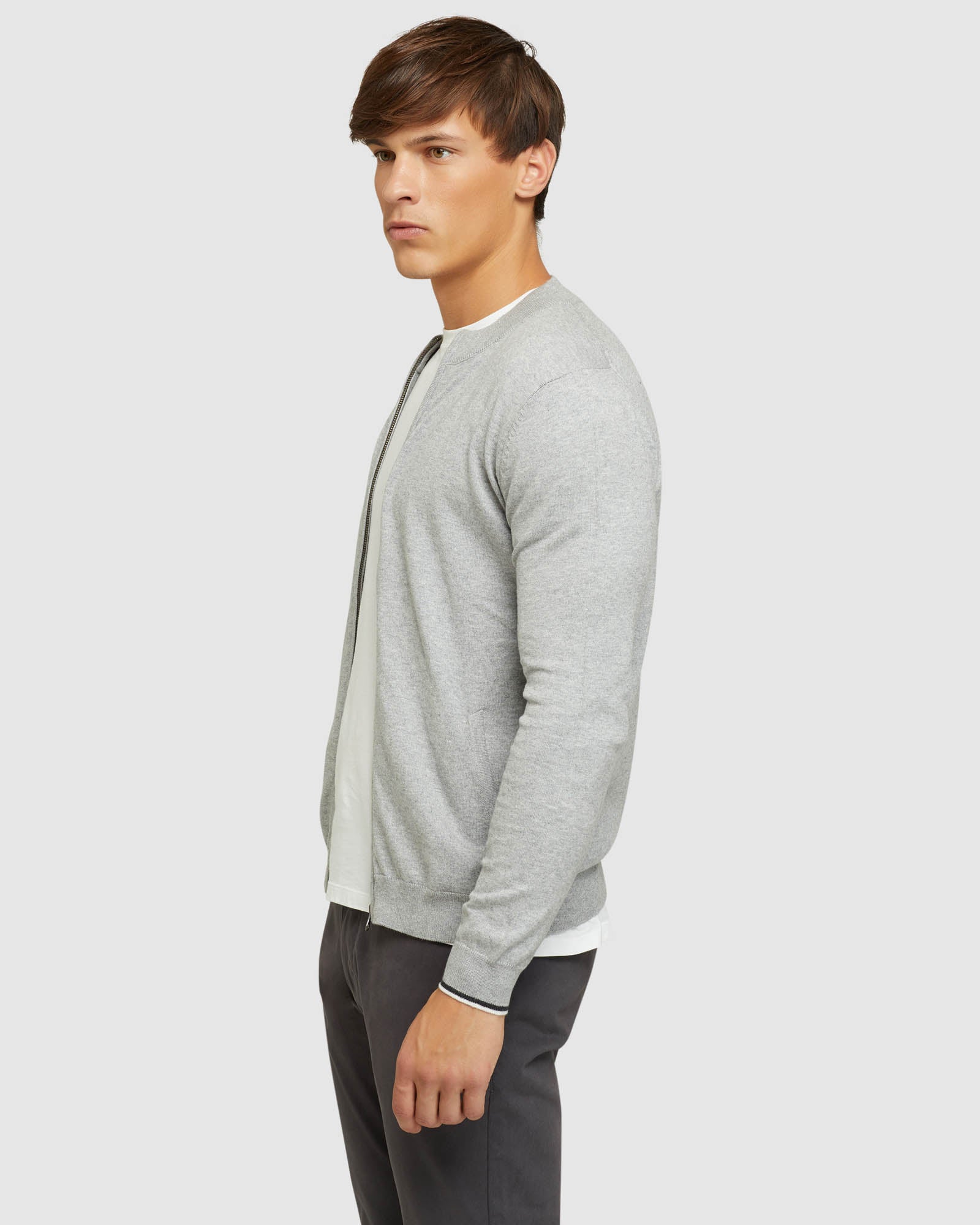 CASPER COTTON CASHMERE ZIP CARDIGAN