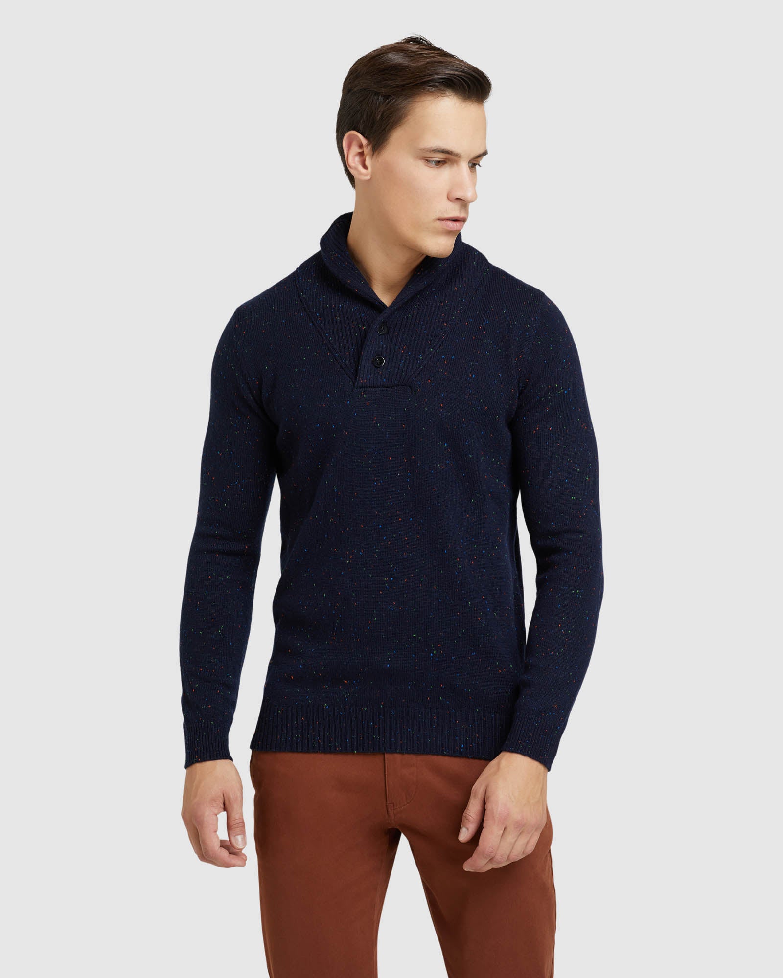 DIGBY DONEGAL SHAWL NECK KNIT