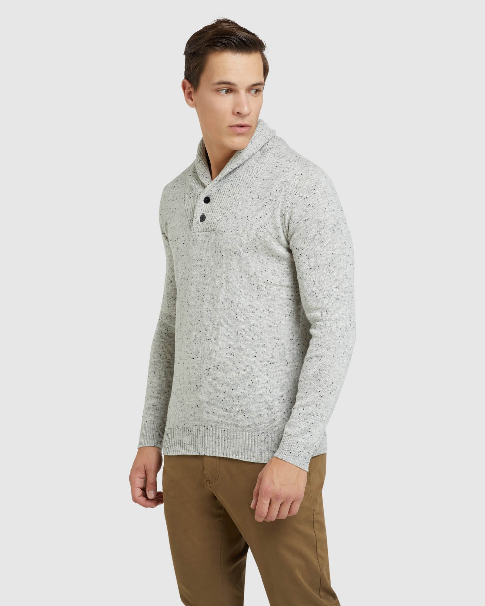 DIGBY DONEGAL SHAWL NECK KNIT