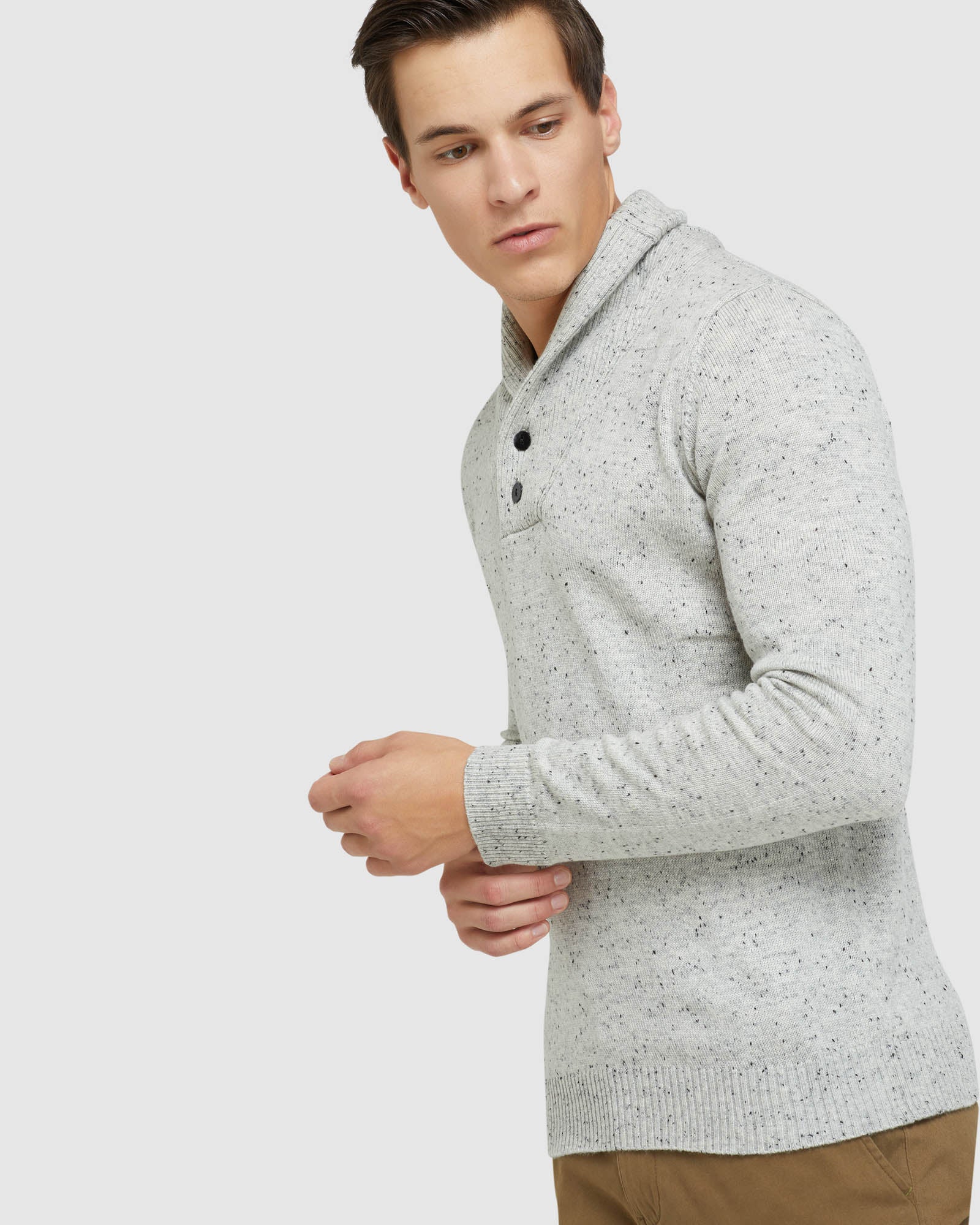 DIGBY DONEGAL SHAWL NECK KNIT