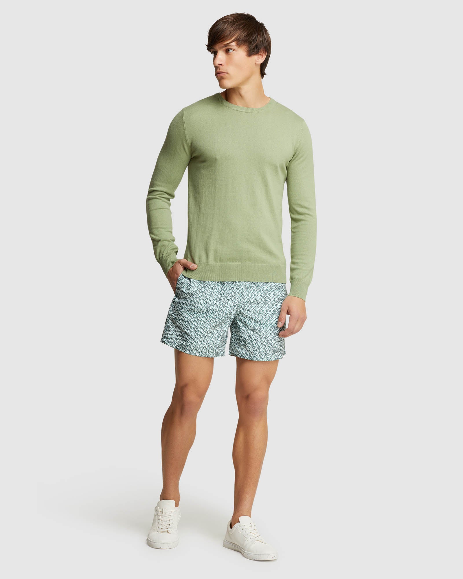 CREW NECK COTTON CASHMERE PULLOVER