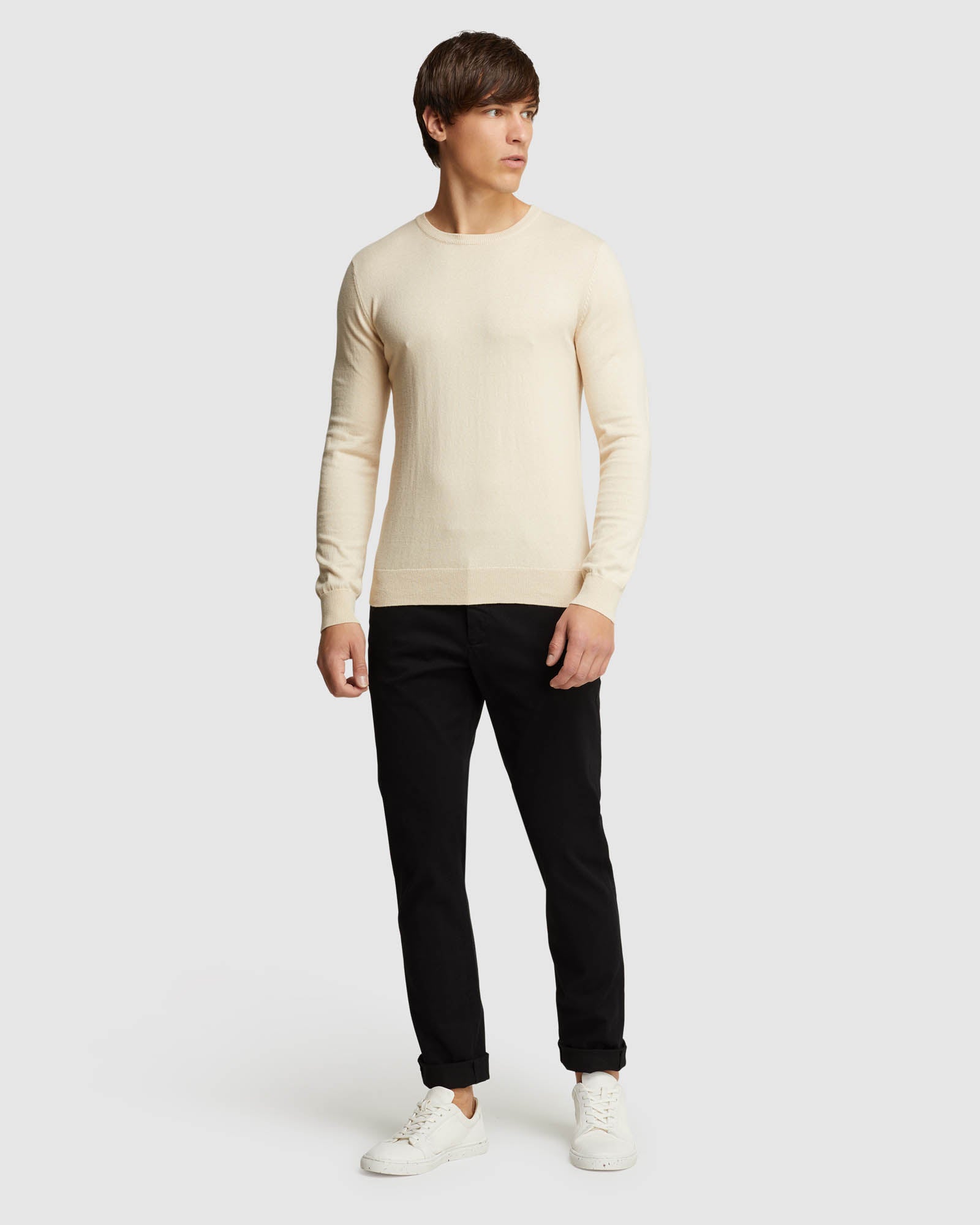 CREW NECK COTTON CASHMERE PULLOVER