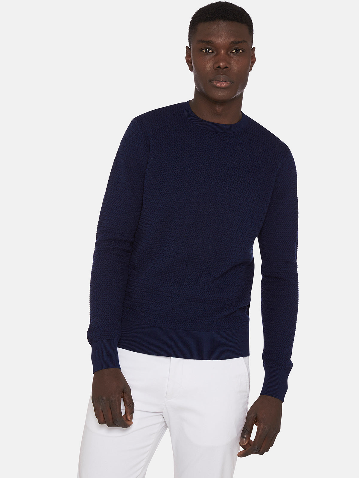 FLETCHER TEXTURED CTTON CREW NECK