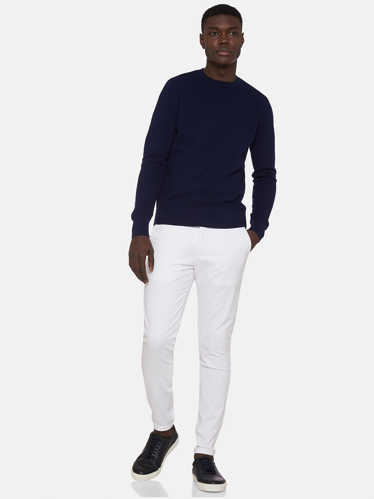 FLETCHER TEXTURED CTTON CREW NECK