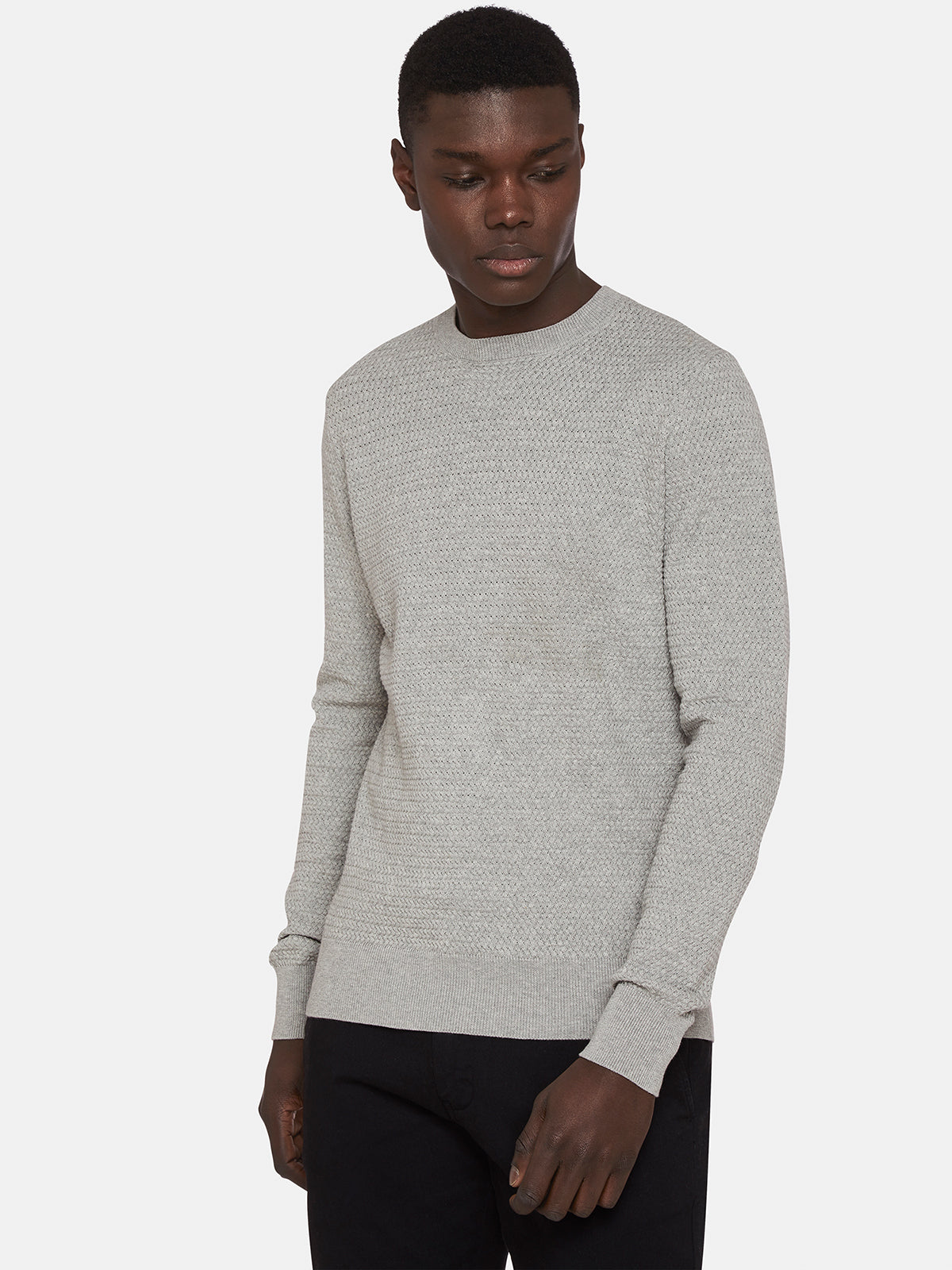 FLETCHER TEXTURED CTTON CREW NECK