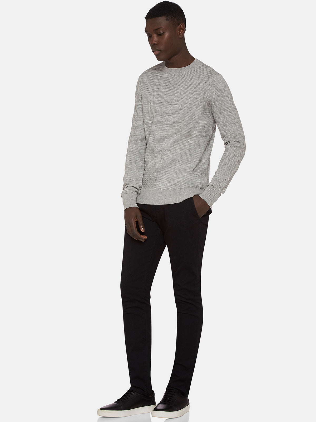 FLETCHER TEXTURED CTTON CREW NECK