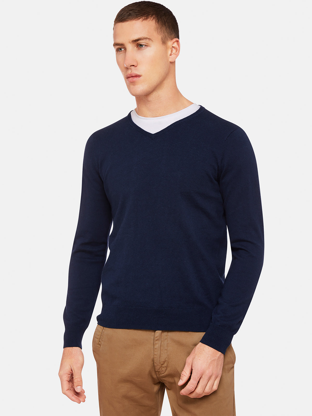 COTTON CASHMERE VNECK PULLOVER