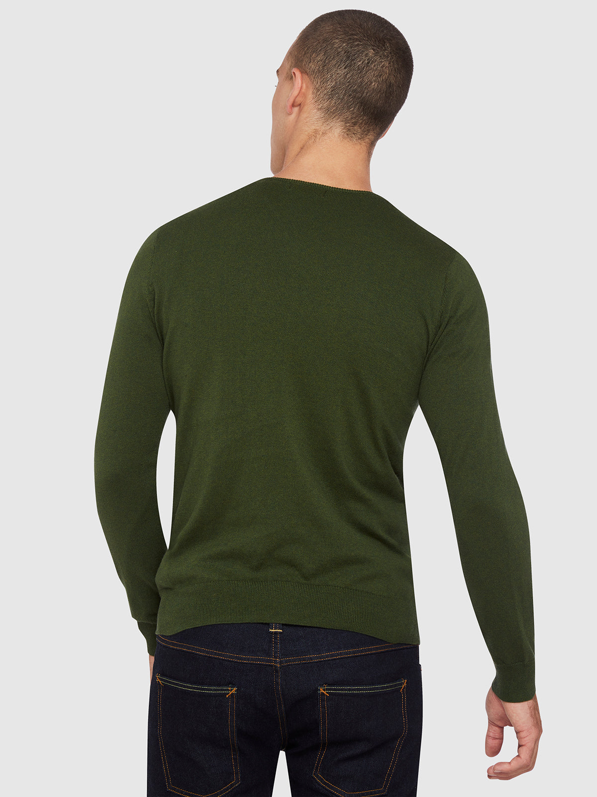 COTTON/CASHMERE V-NECK PULLOVER