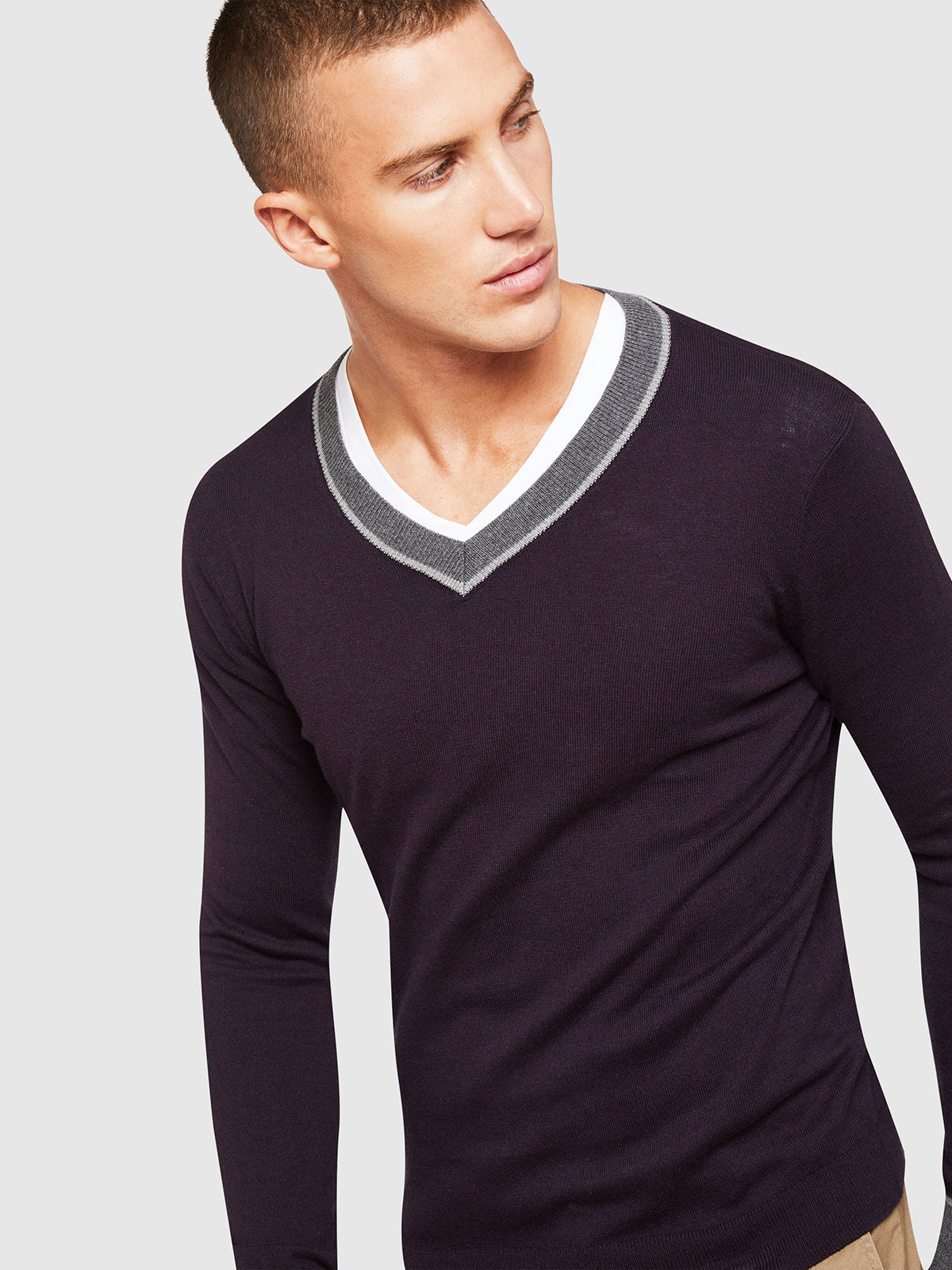 CEDRIC COTTON/CASHMERE VNECK KNIT