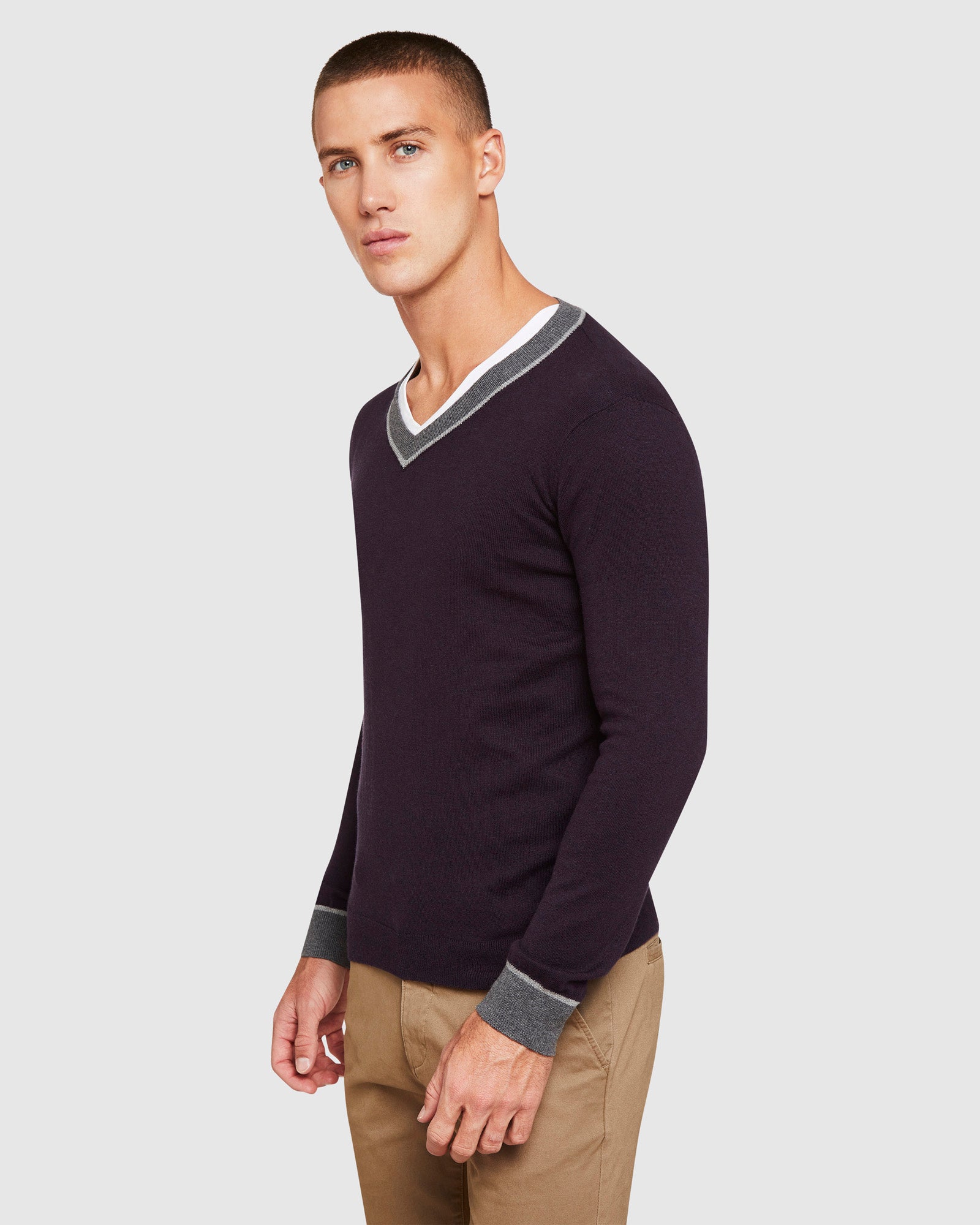 CEDRIC COTTON/CASHMERE VNECK KNIT