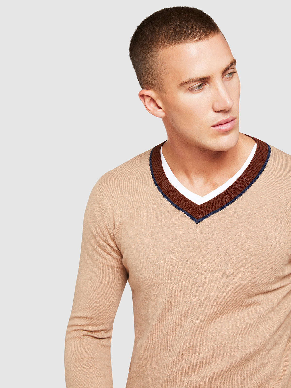 CEDRIC COTTON/CASHMERE VNECK KNIT