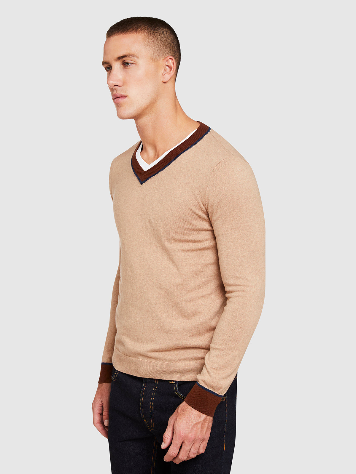 CEDRIC COTTON/CASHMERE VNECK KNIT