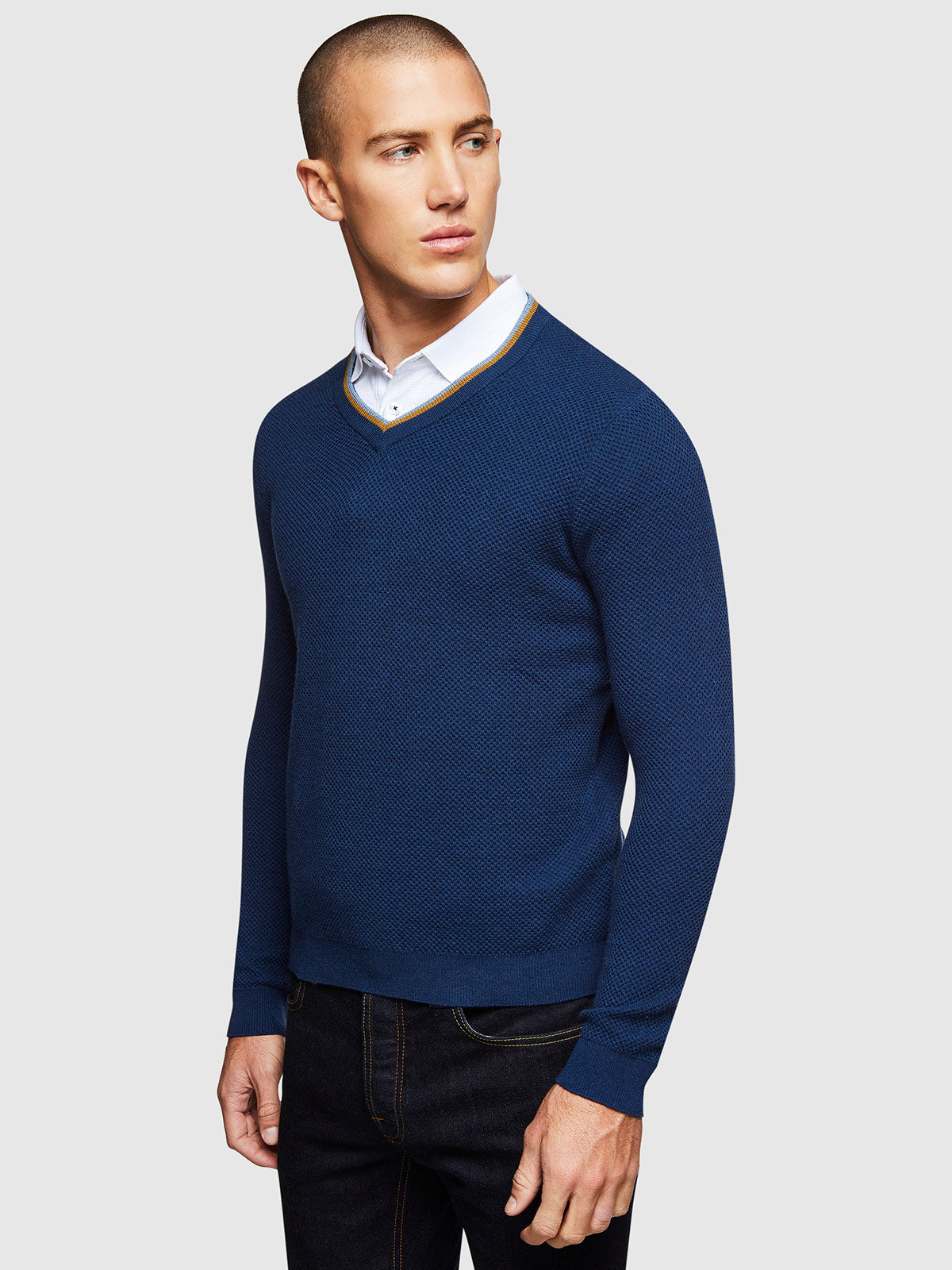 ADRIAN TEXTURED TIPPING VNEC KNIT