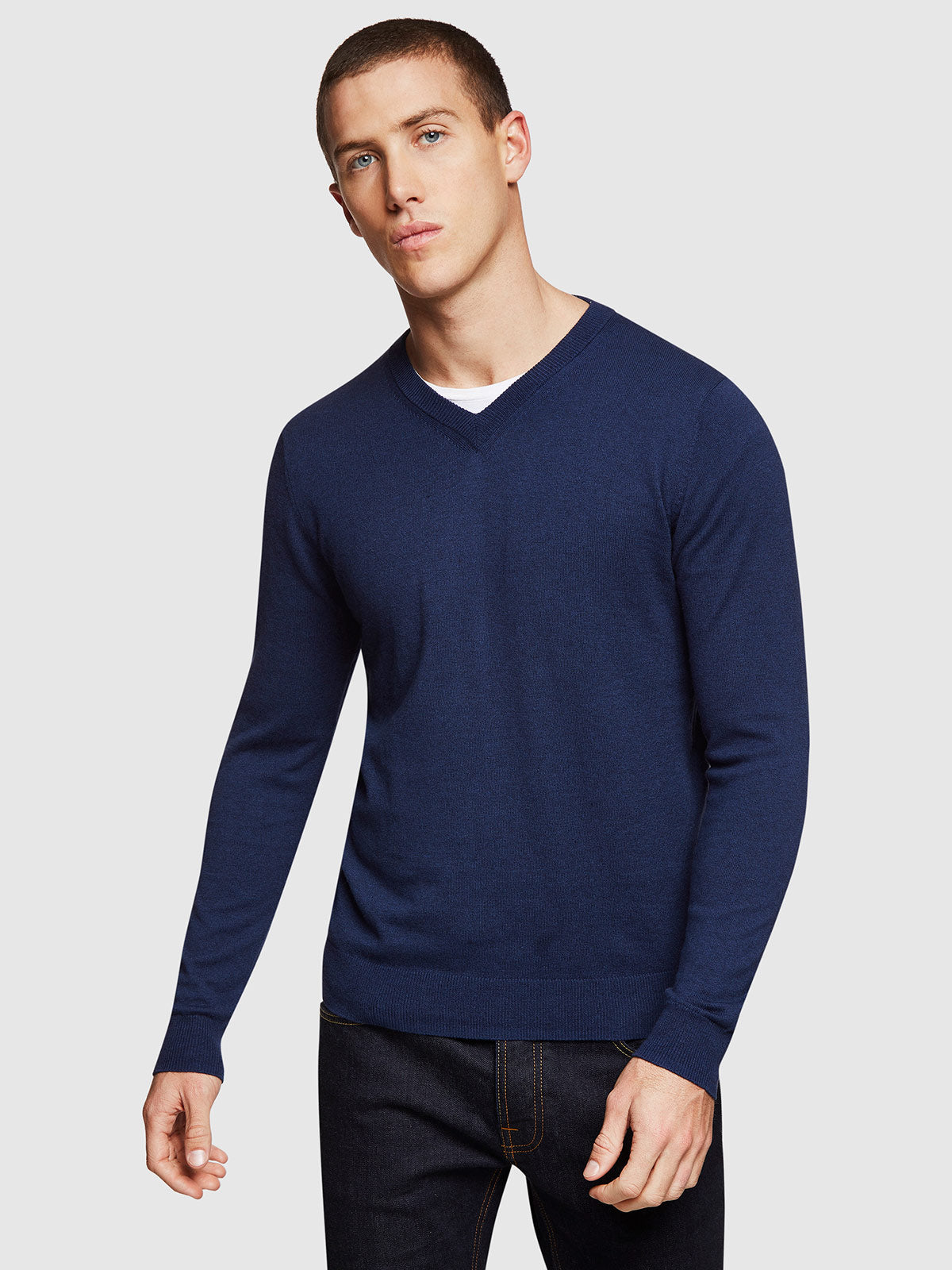 CALLUM COTTON SILK VNECK PULLOVER