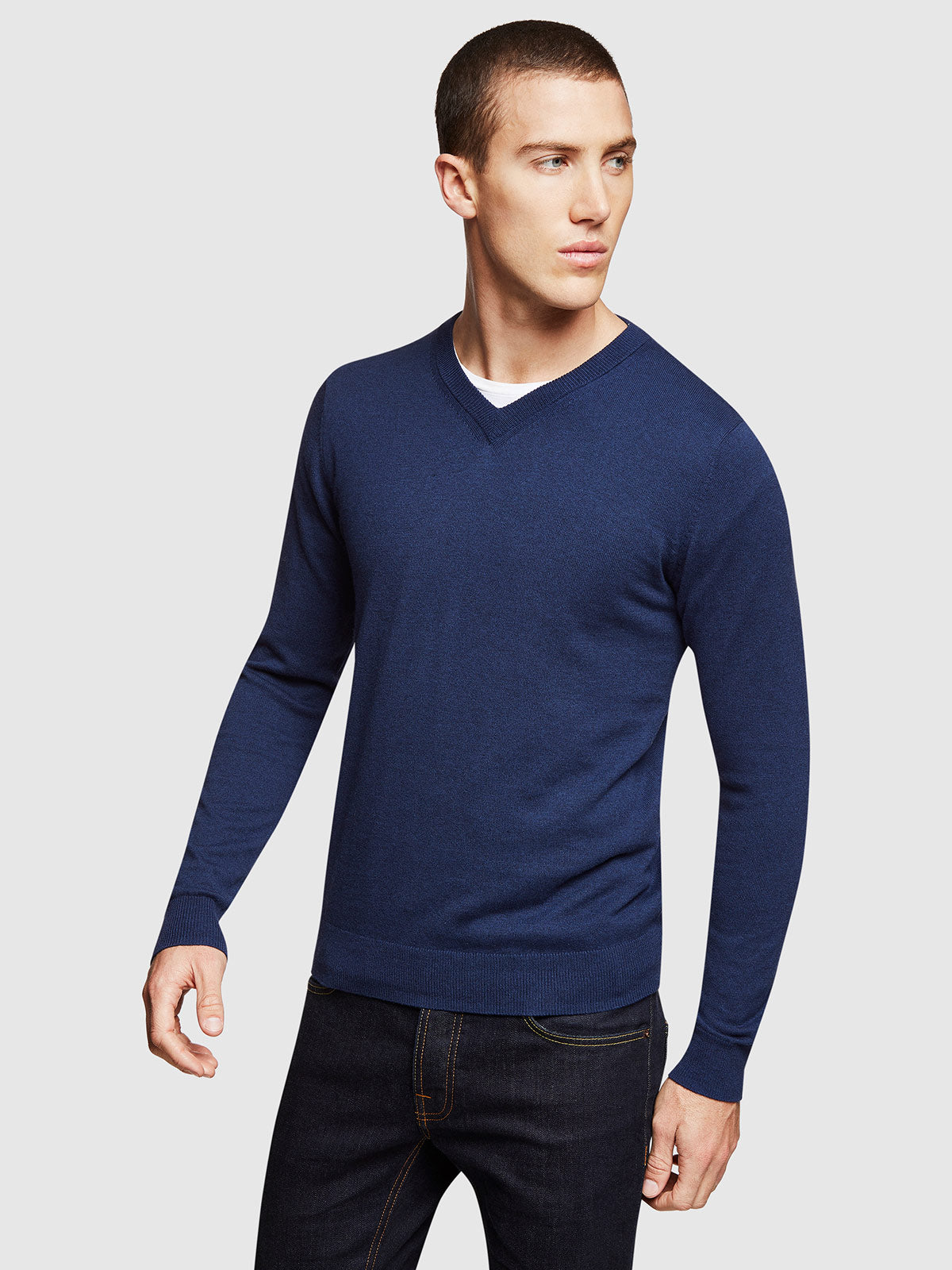 CALLUM COTTON SILK VNECK PULLOVER