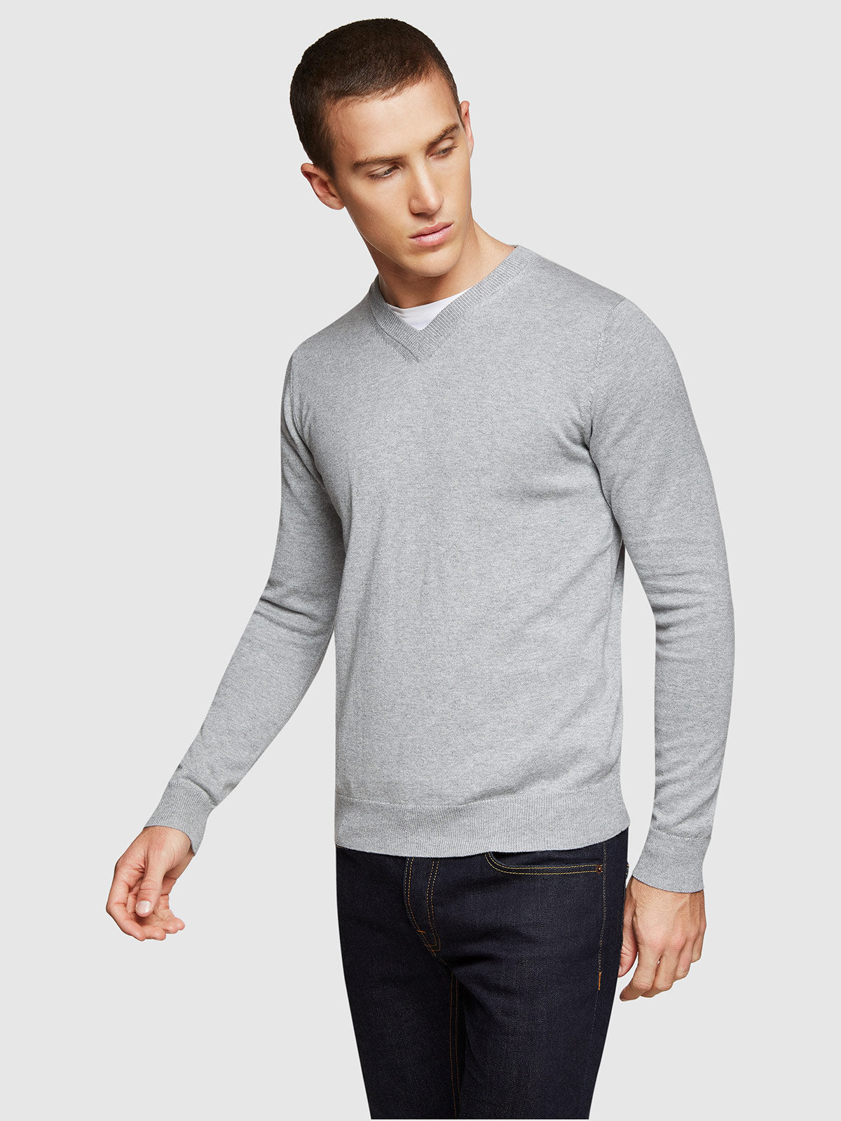 CALLUM COTTON SILK VNECK PULLOVER